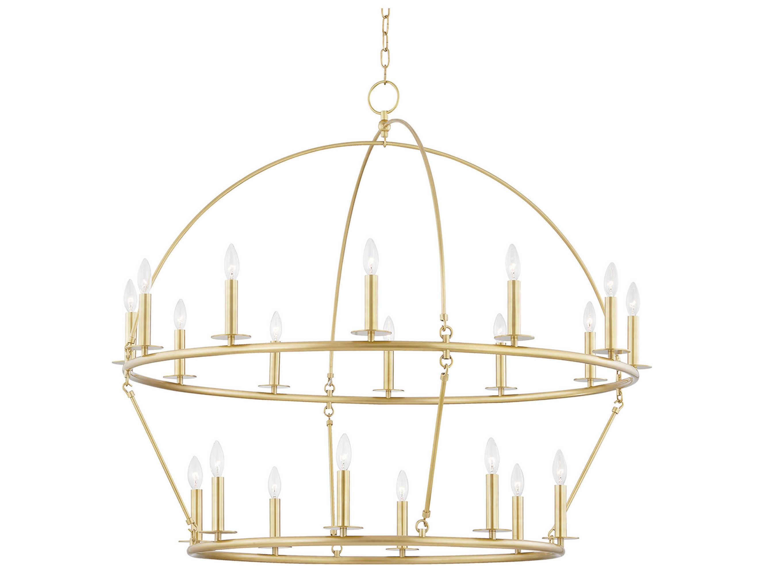 Hudson Valley Howell 20-Light Aged Brass LED Candelabra Round Tiered Chandelier