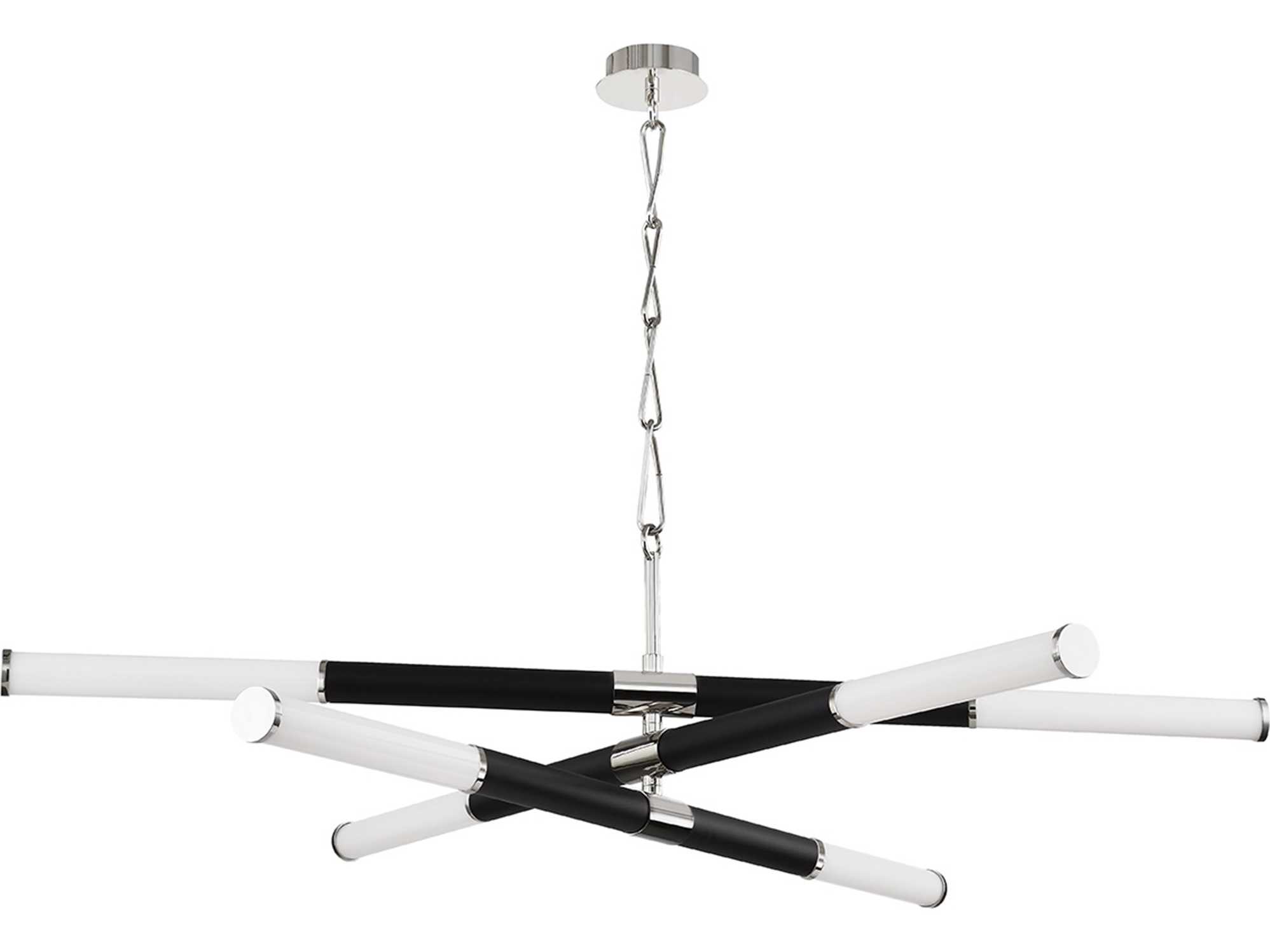 Hudson Valley Huntington 6-Light Polished Nickel Black LED Cylinder Linear Island Pendant