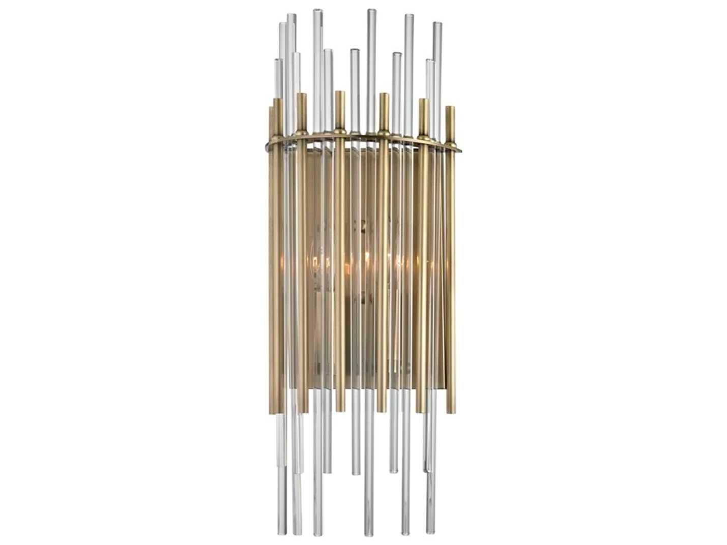 Hudson Valley Wallis 2-Light Aged Brass Clear Glass Wall Sconce