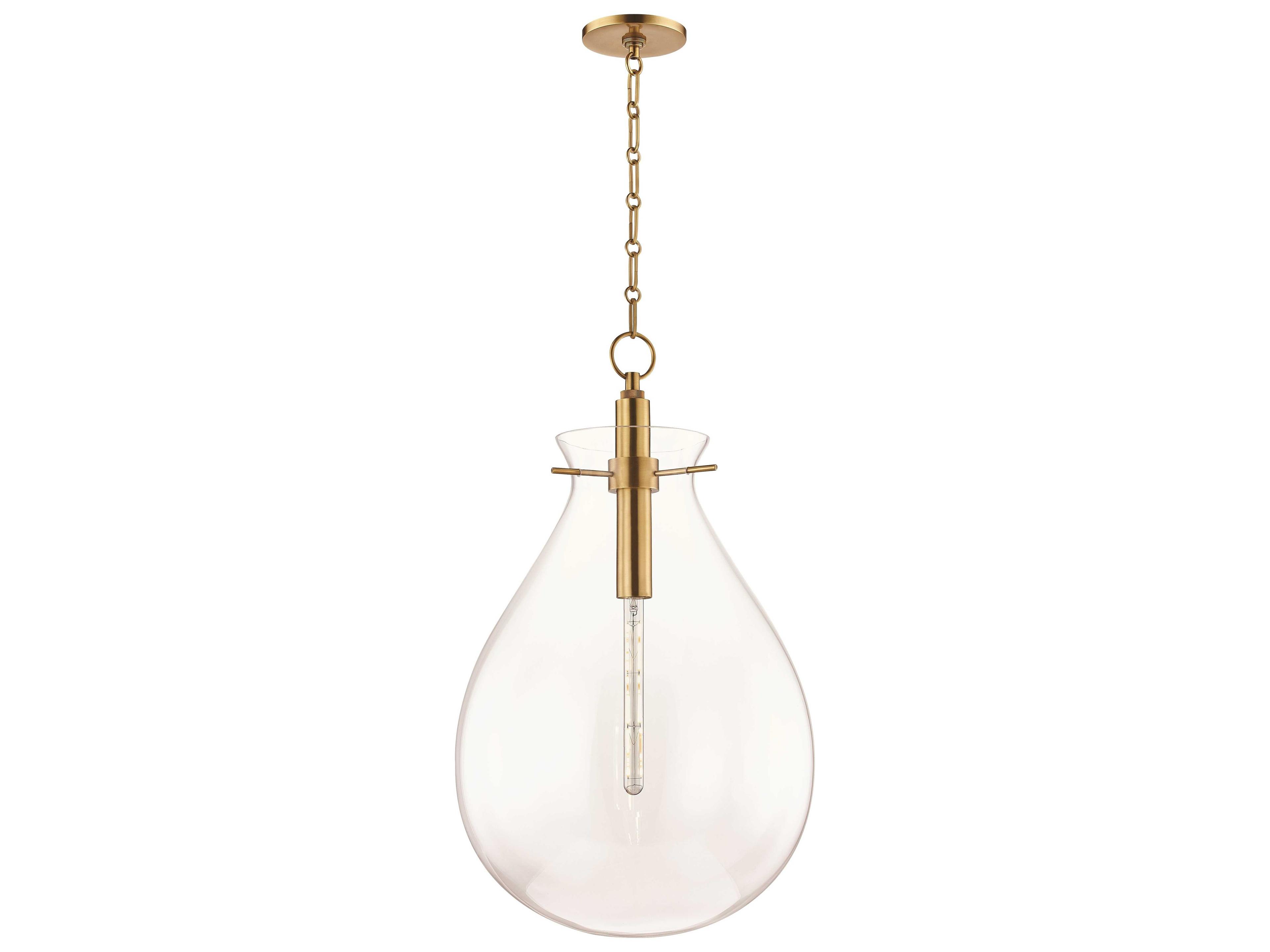 Hudson Valley Ivy 1-Light Aged Brass Clear Glass LED Pendant