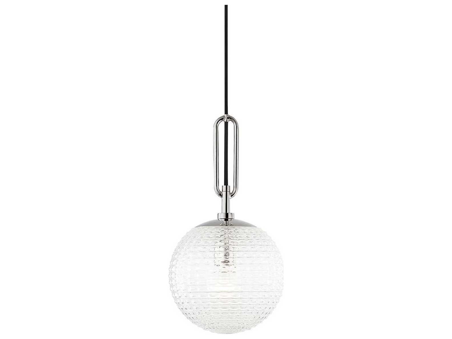Hudson Valley Jewett 1-Light Polished Nickel Glass Globe Round Mini Pendant