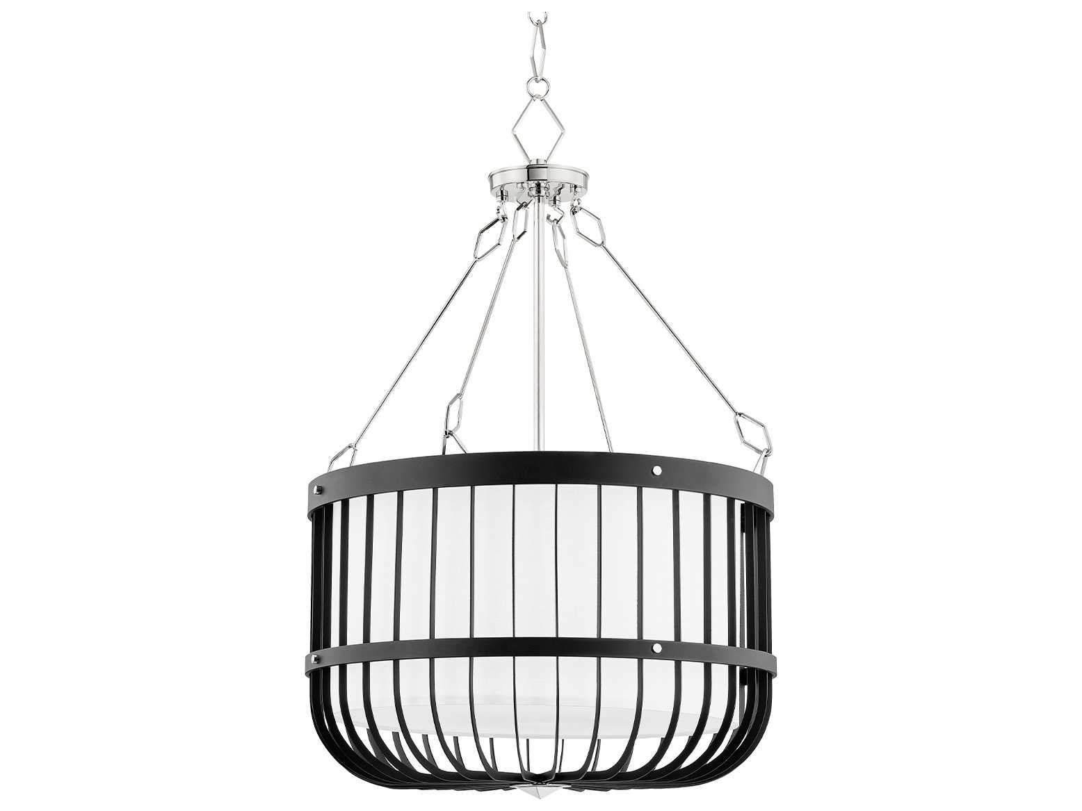 Hudson Valley Landon 4-Light Polished Nickel Black Drum Pendant