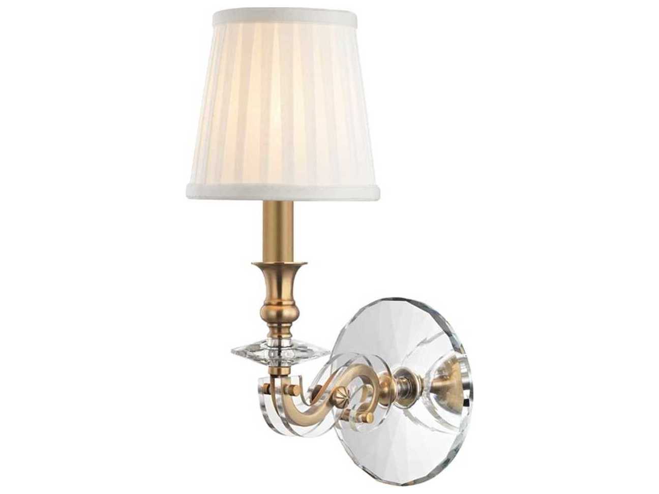 Hudson Valley Lapeer 1-Light Aged Brass White Crystal Wall Sconce