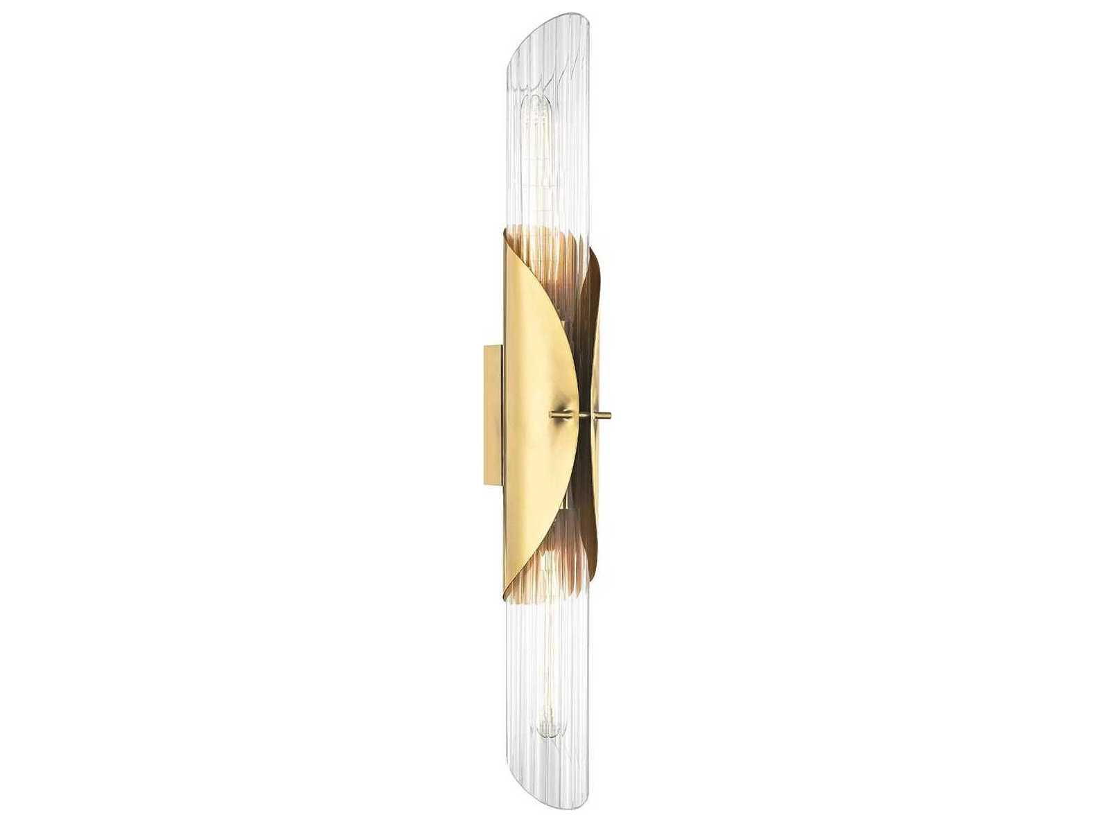 Hudson Valley Lefferts 2-Light Aged Brass Glass Wall Sconce