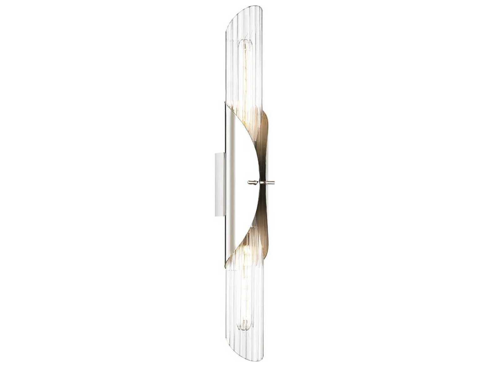 Hudson Valley Lefferts 2-Light Polished Nickel Glass Wall Sconce