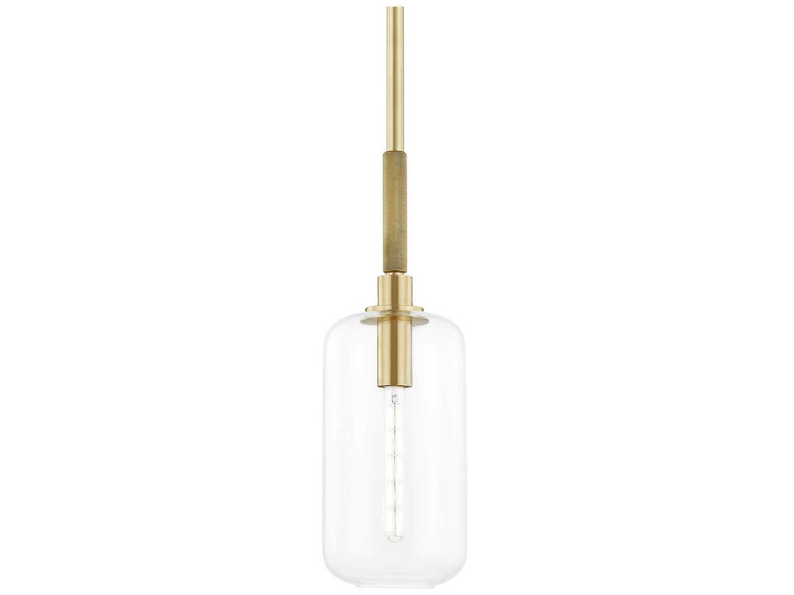 Hudson Valley Lenox Hill 1-Light Aged Brass Glass LED Cylinder Mini Pendant