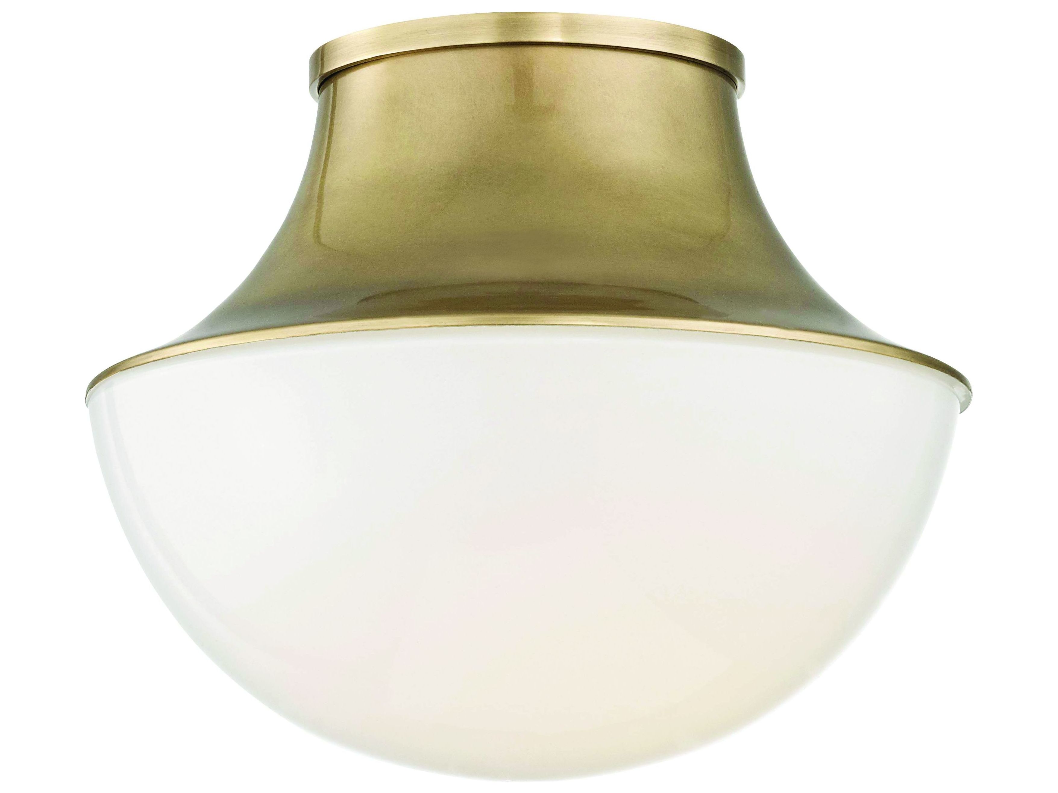 Hudson Valley Lettie 1-Light Aged Brass White Glass LED Bowl Dome Semi Flush Mount