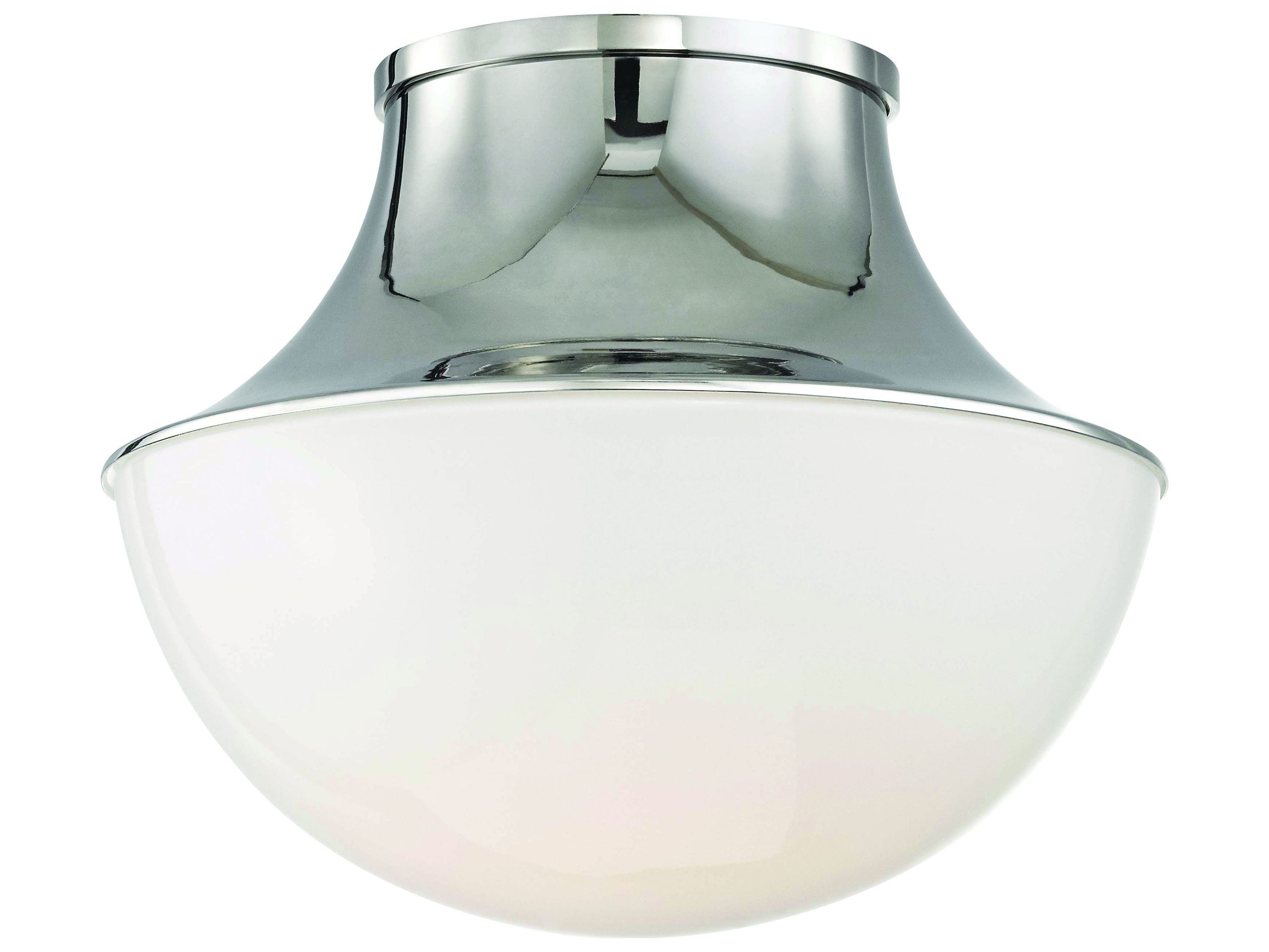 Hudson Valley Lettie 1-Light Polished Nickel White Glass LED Bowl Semi Flush Mount