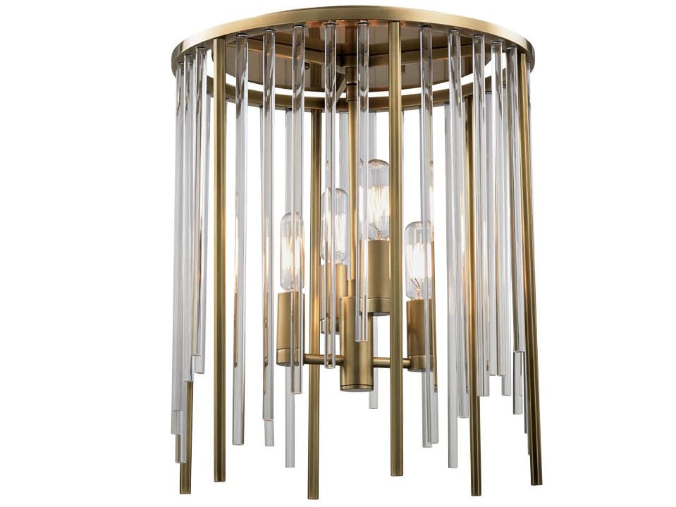 Hudson Valley Lewis 4-Light Aged Brass Crystal Flush Mount