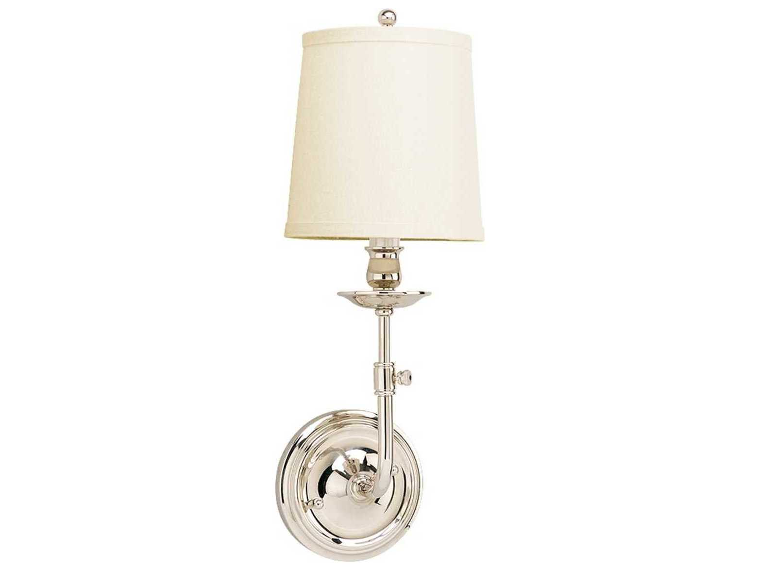 Hudson Valley Logan 1-Light Polished Nickel Off White Wall Sconce