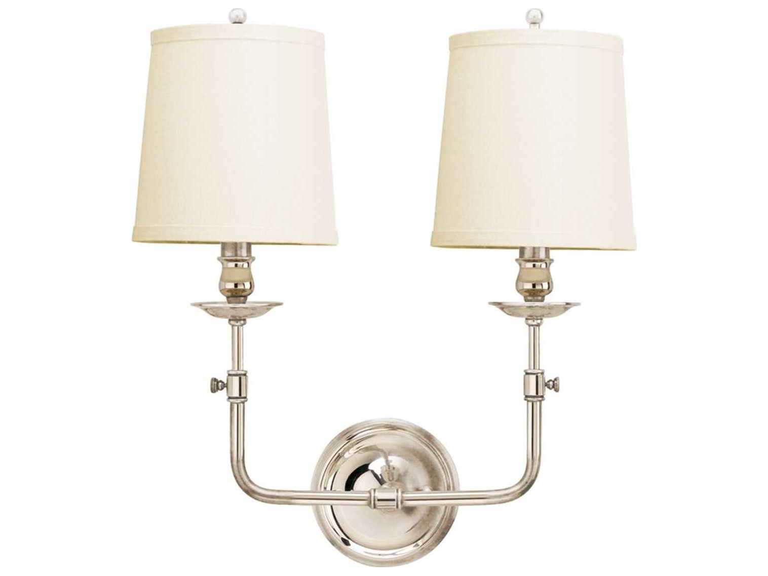 Hudson Valley Logan 2-Light Polished Nickel Off White Wall Sconce