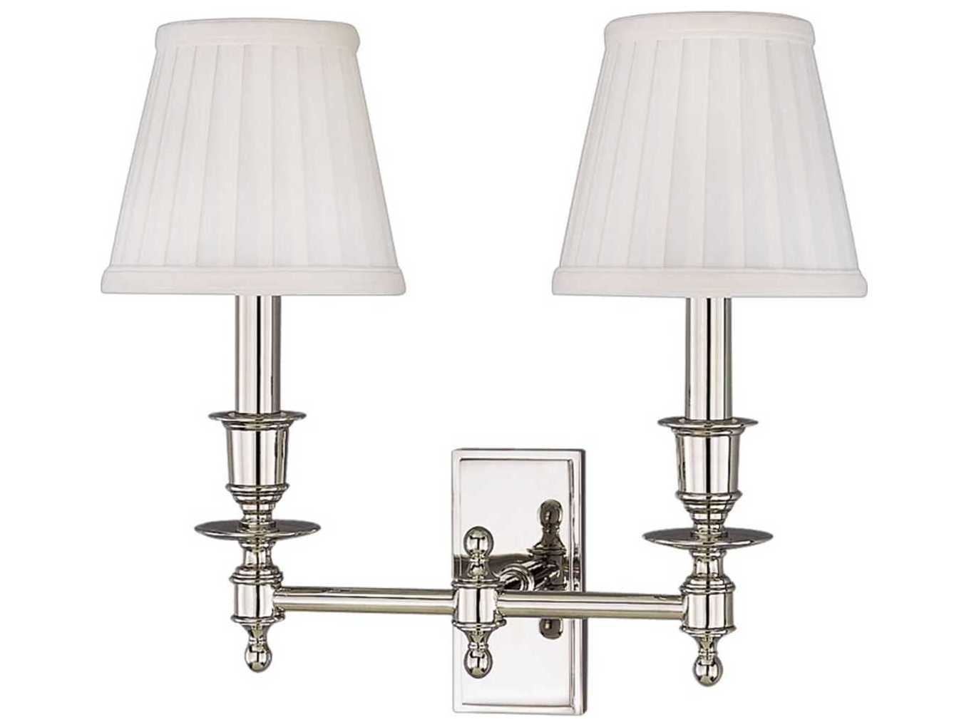 Hudson Valley Ludlow 2-Light Polished Nickel Off White Wall Sconce