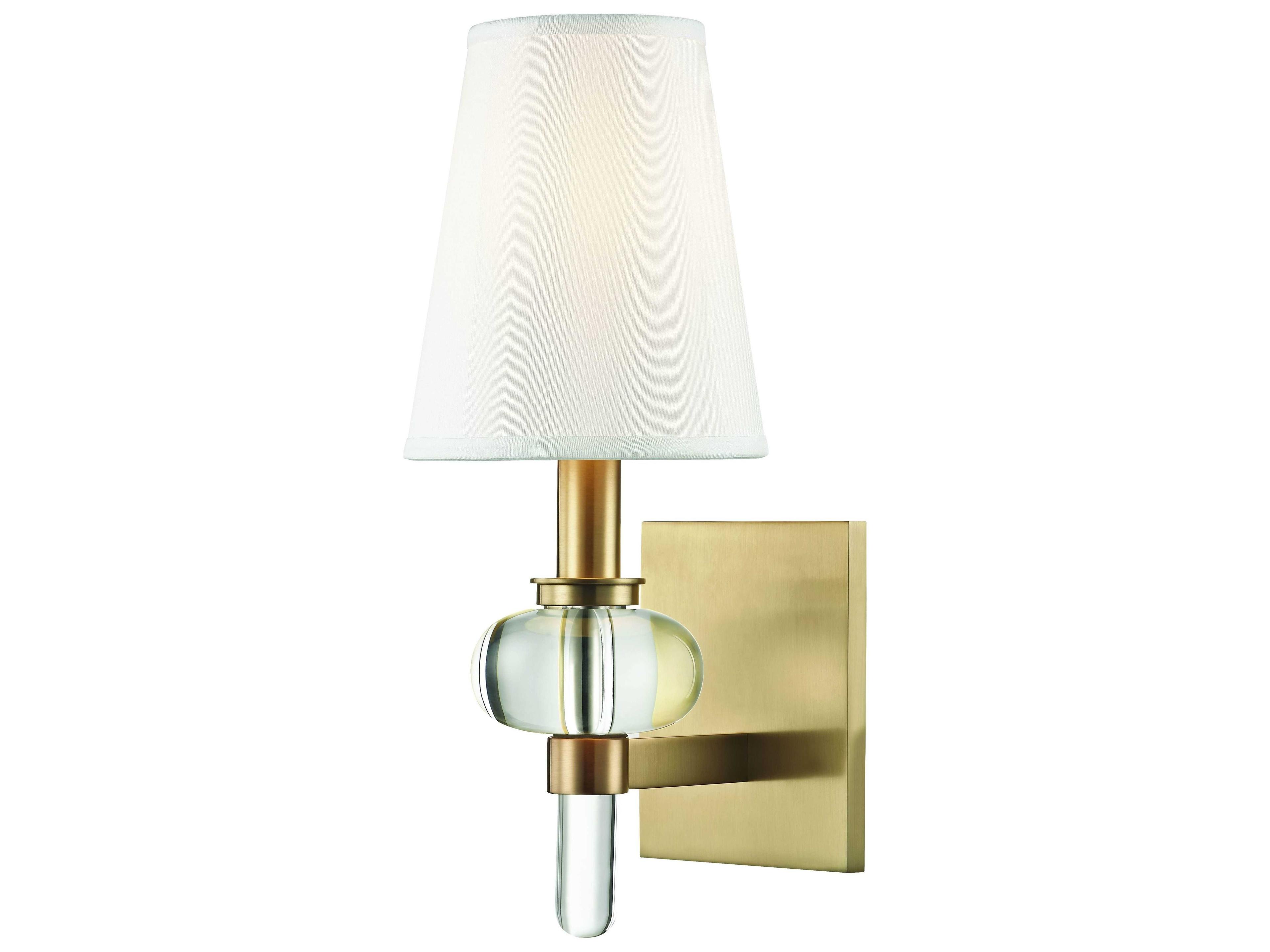 Hudson Valley Luna 1-Light Aged Brass White Crystal Wall Sconce