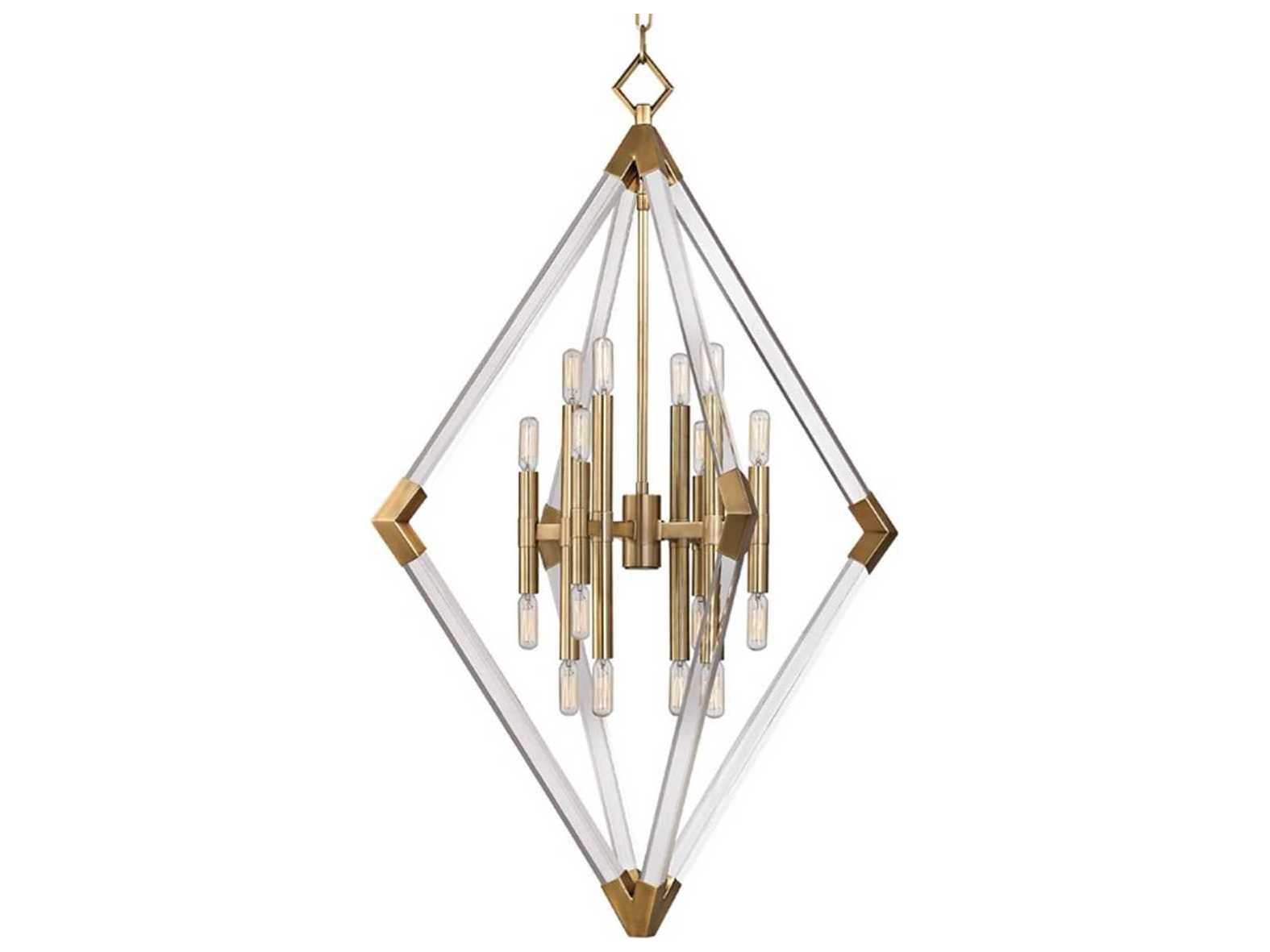 Hudson Valley Lyons 16-Light-Light6 Aged Brass Glass Candelabra Geometric Chandelier