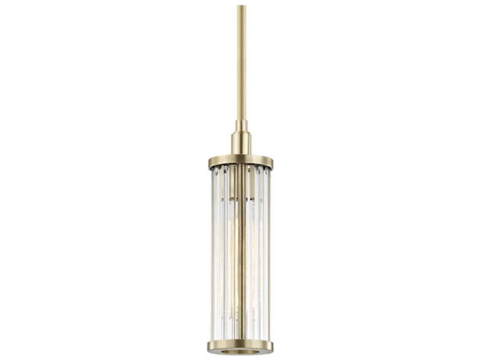 Hudson Valley Marley 1-Light Aged Brass Clear Glass Cylinder Mini Pendant