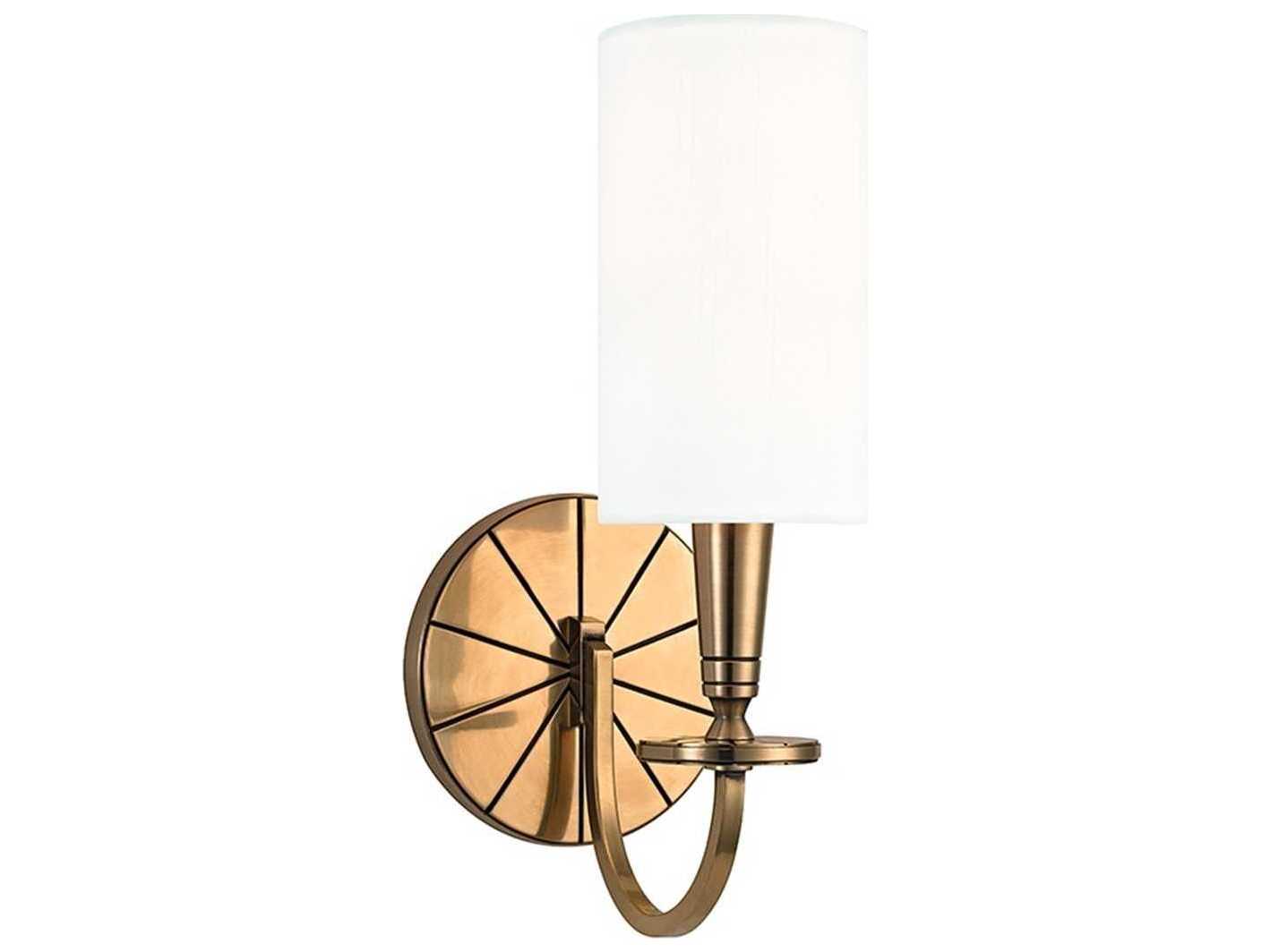 Hudson Valley Mason 1-Light Aged Brass White Wall Sconce