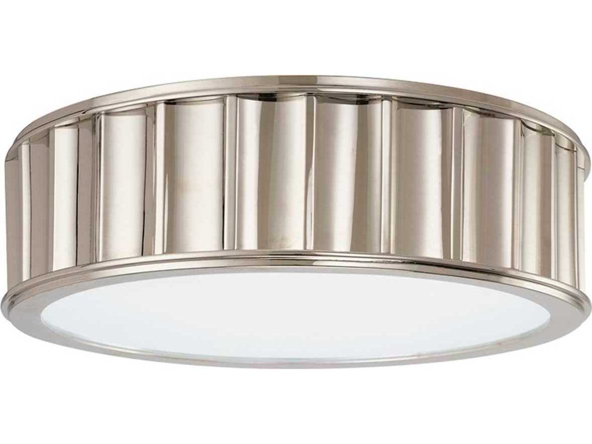 Hudson Valley Middlebury 2-Light Polished Nickel White Glass Drum Flush Mount