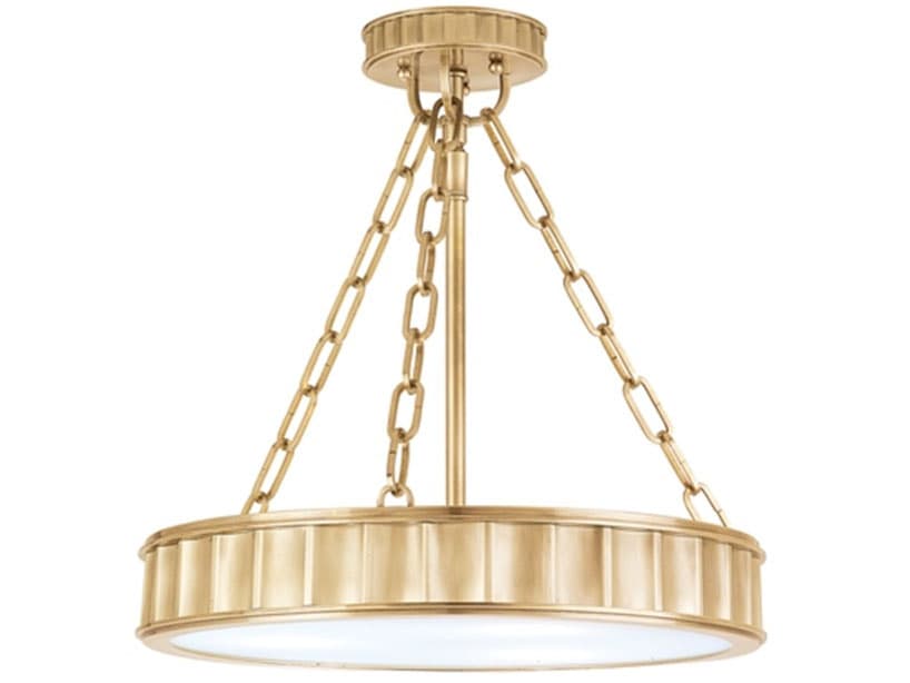 Hudson Valley Middlebury 3-Light Aged Brass White Glass Drum Semi Flush Mount