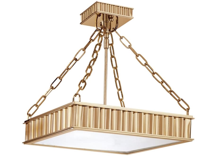 Hudson Valley Middlebury 3-Light Aged Brass White Glass Semi Flush Mount