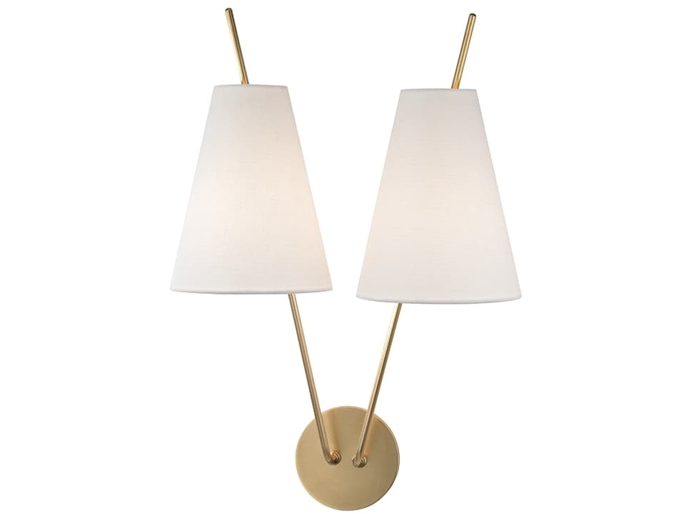 Hudson Valley Milan 2-Light Aged Brass White Wall Sconce