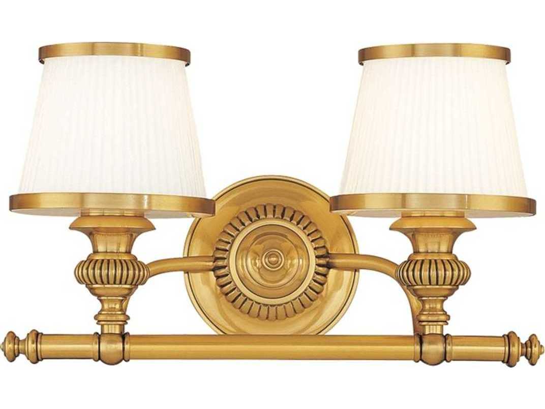 Hudson Valley Milton 2-Light Flemish Brass Off White Glass Vanity Light