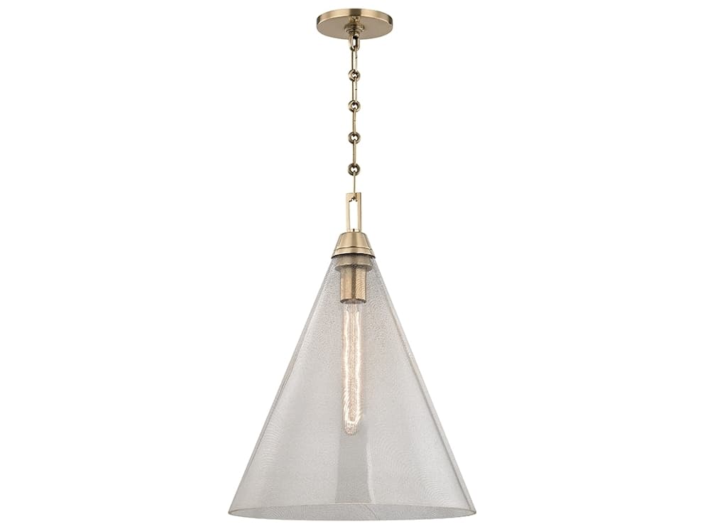 Hudson Valley Newbury 1-Light Aged Brass Clear Glass Pendant