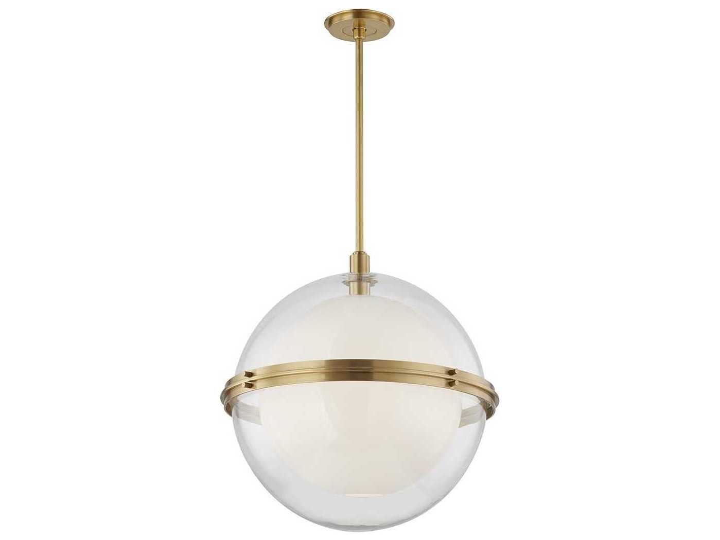 Hudson Valley Northport 1-Light Aged Brass Glass Globe Round Pendant