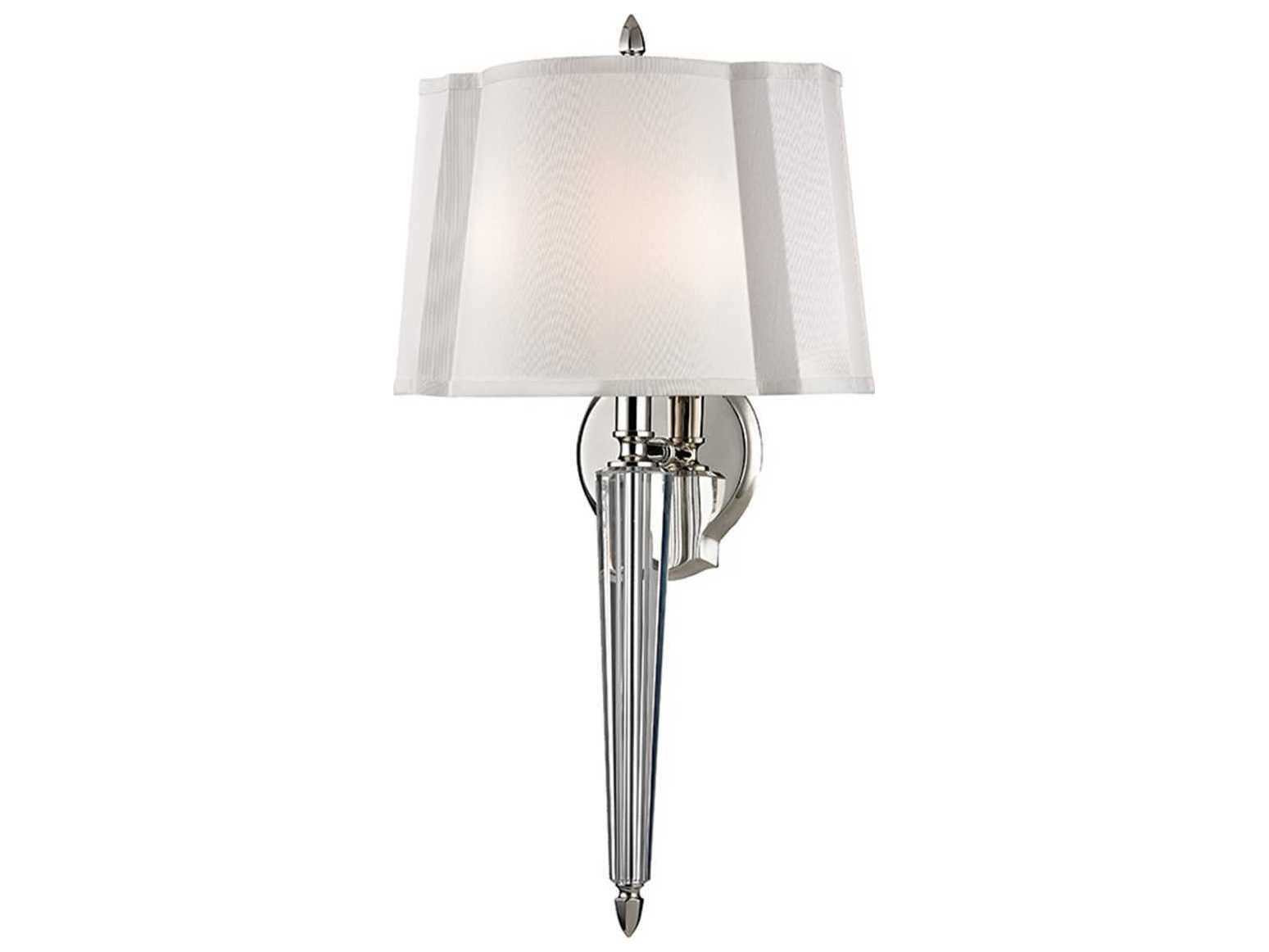 Hudson Valley Oyster Bay 2-Light Polished Nickel White Crystal Wall Sconce