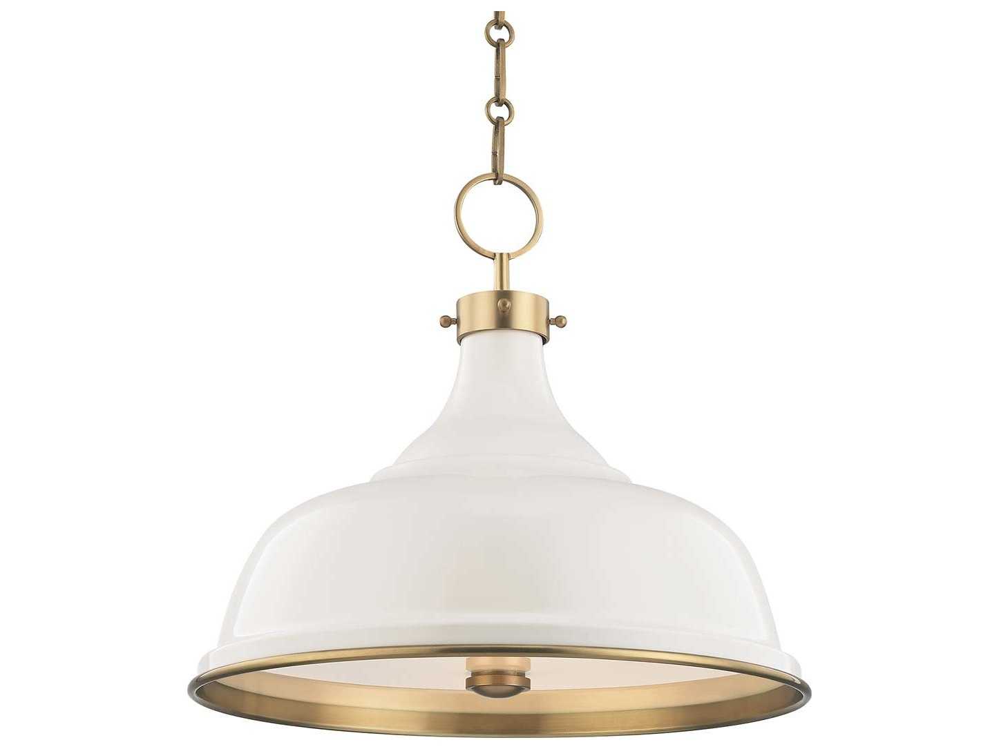 Hudson Valley Painted 3-Light Aged Brass Off White Bell Pendant
