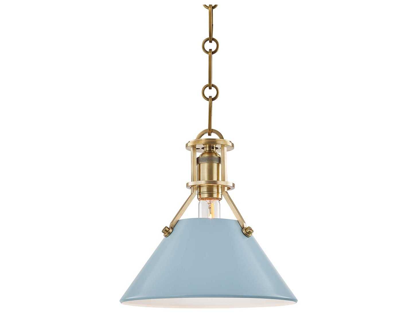 Hudson Valley Painted 1-Light Aged Brass Blue Mini Pendant
