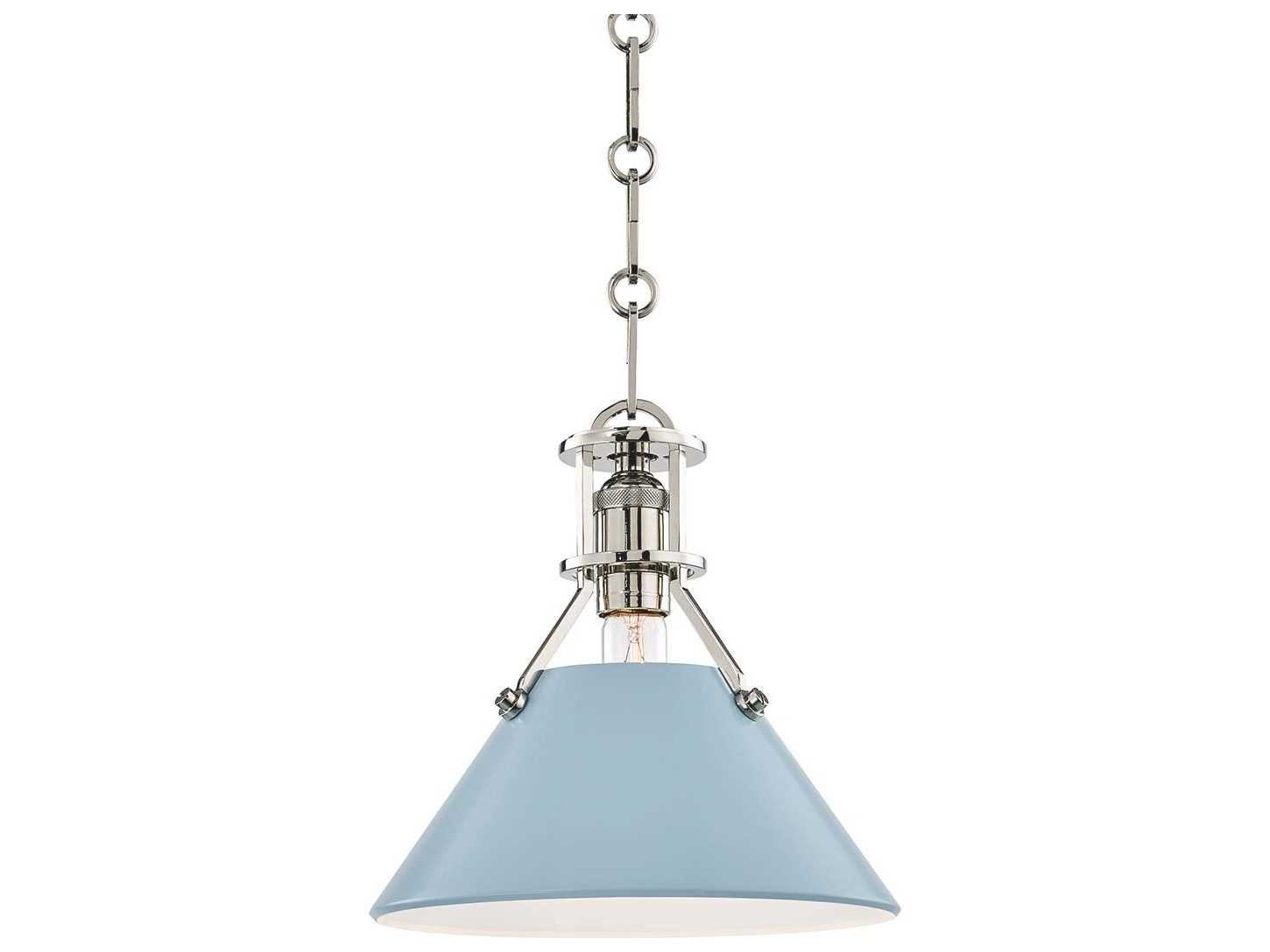 Hudson Valley Painted 1-Light Polished Nickel Blue Mini Pendant