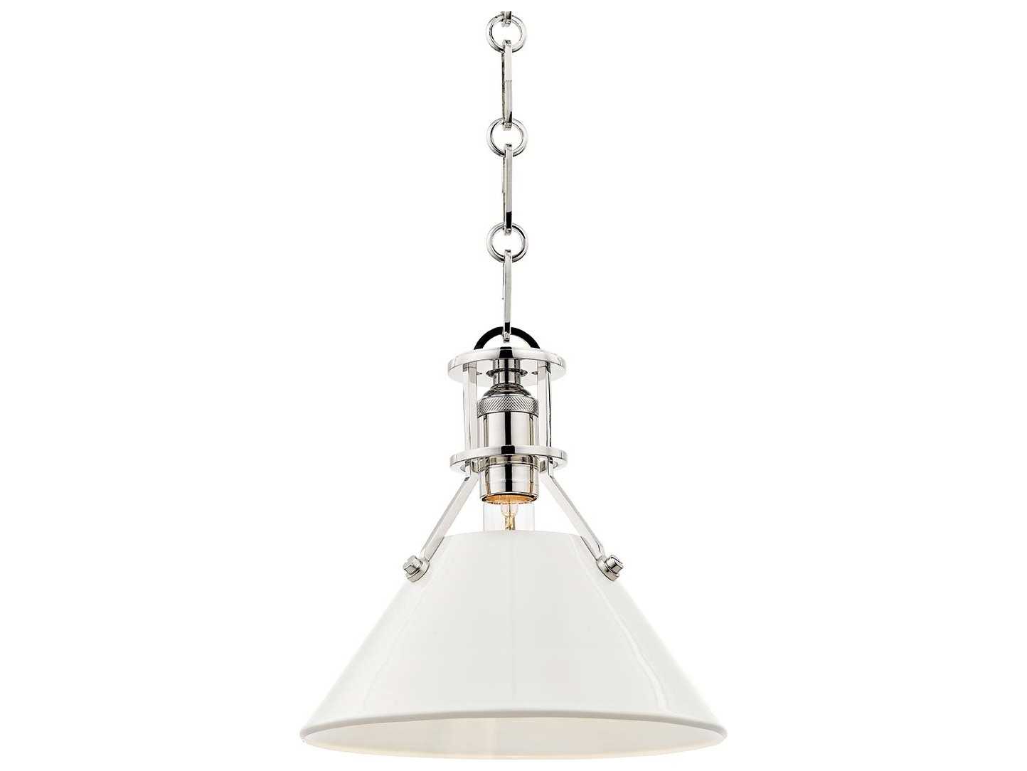Hudson Valley Painted 1-Light Polished Nickel Off White Mini Pendant