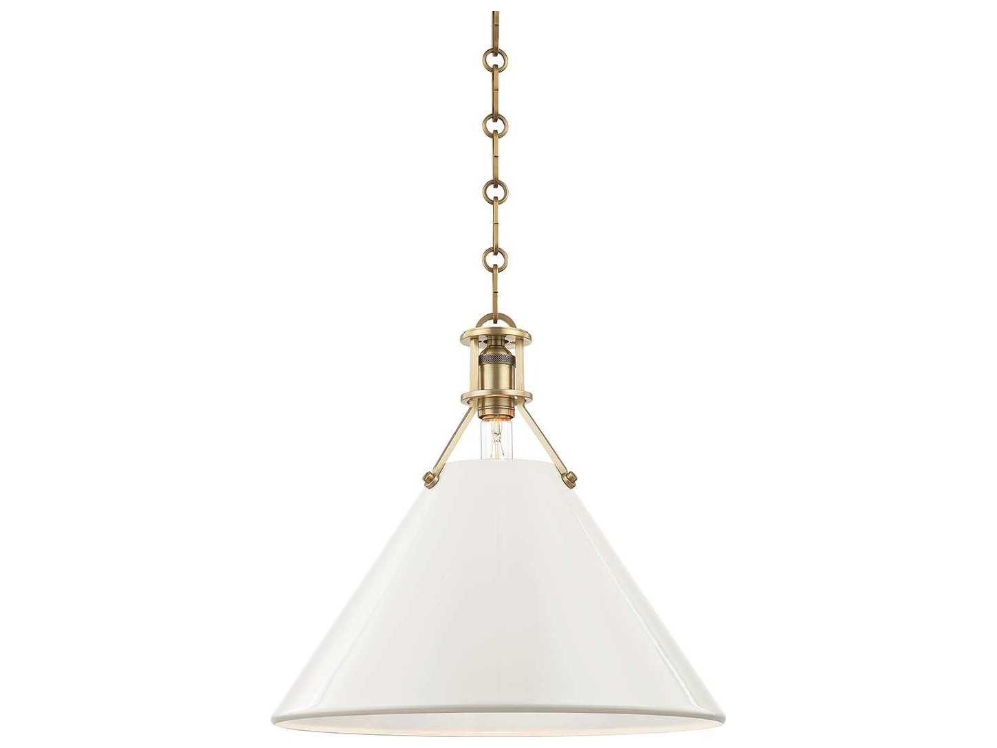 Hudson Valley Painted 1-Light Aged Brass Off White Pendant