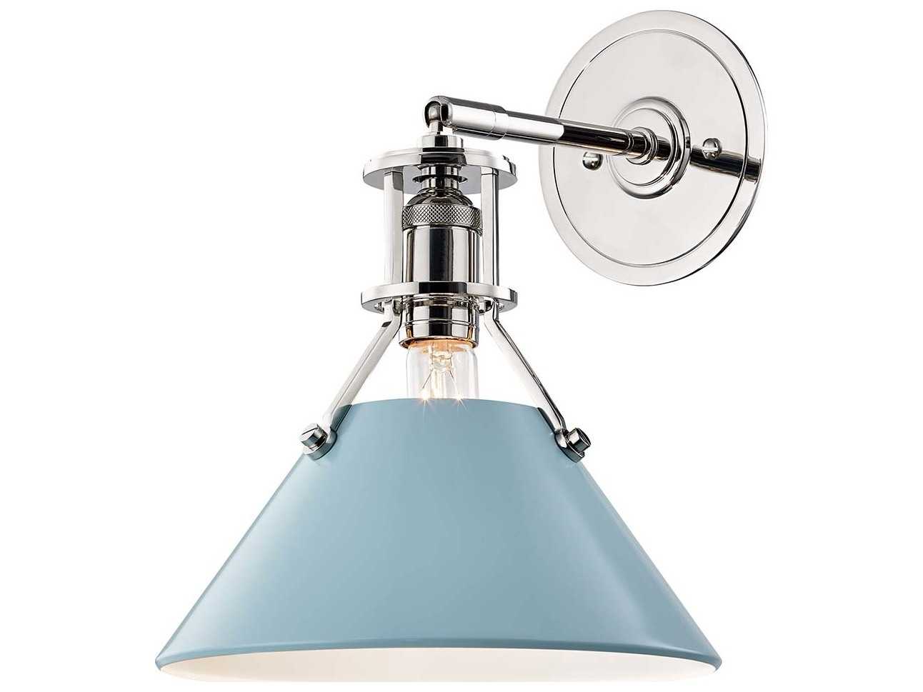Hudson Valley Painted 1-Light Polished Nickel Blue Wall Sconce