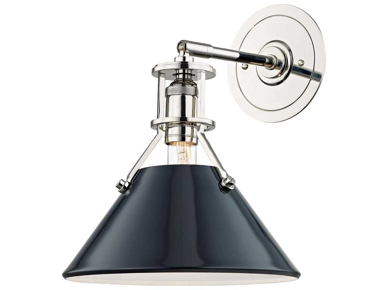 Hudson Valley Painted 1-Light Polished Nickel Blue Wall Sconce