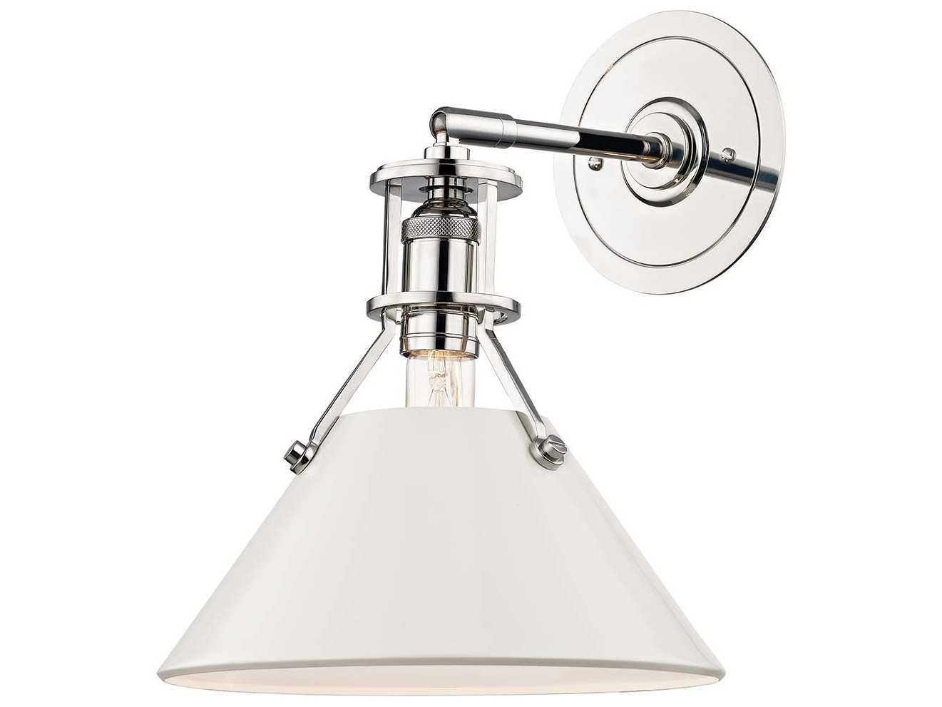 Hudson Valley Painted 1-Light Polished Nickel Off White Wall Sconce