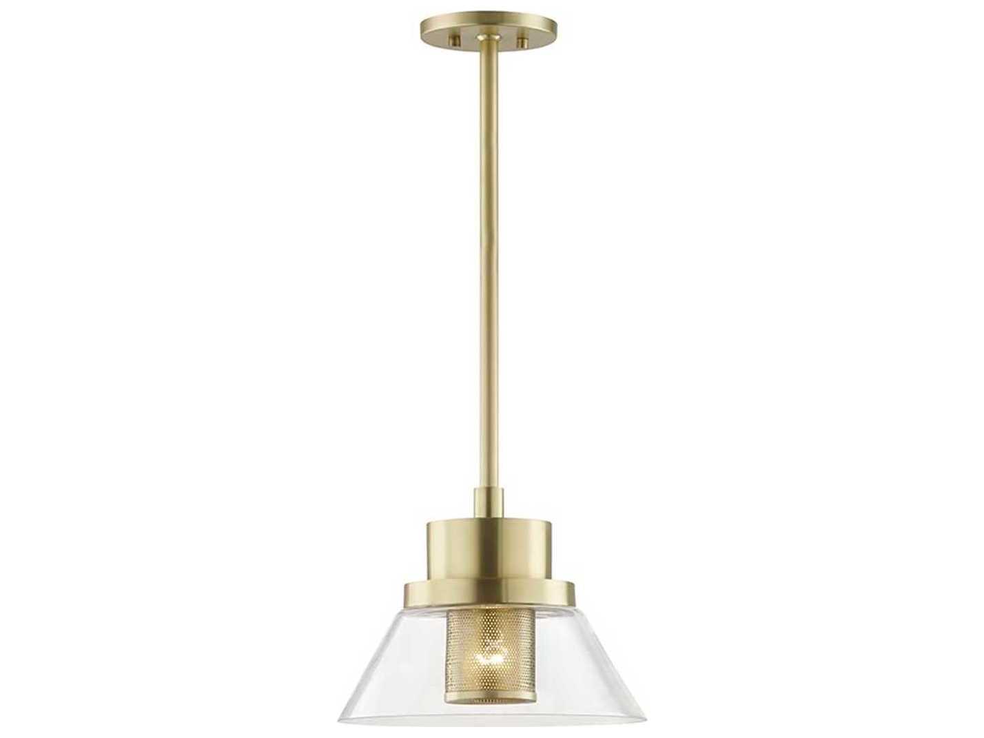 Hudson Valley Paoli 1-Light Aged Brass Clear Glass Empire Mini Pendant