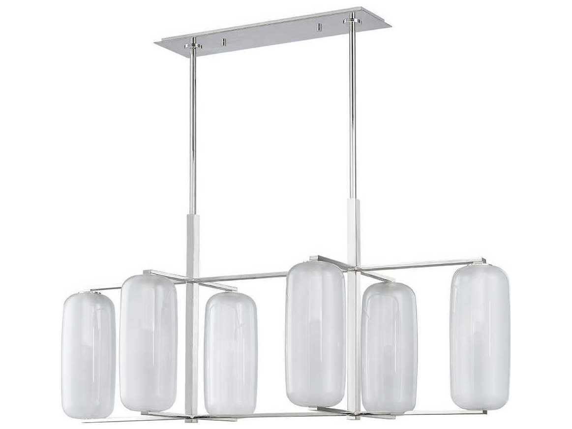 Hudson Valley Pebble 6-Light Polished Nickel Glass Island Pendant