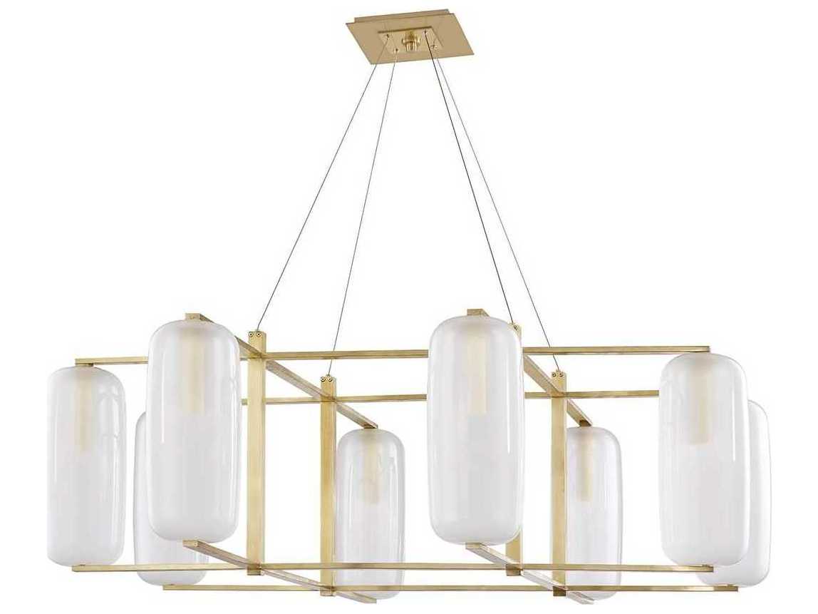 Hudson Valley Pebble 8-Light Aged Brass Glass Pendant