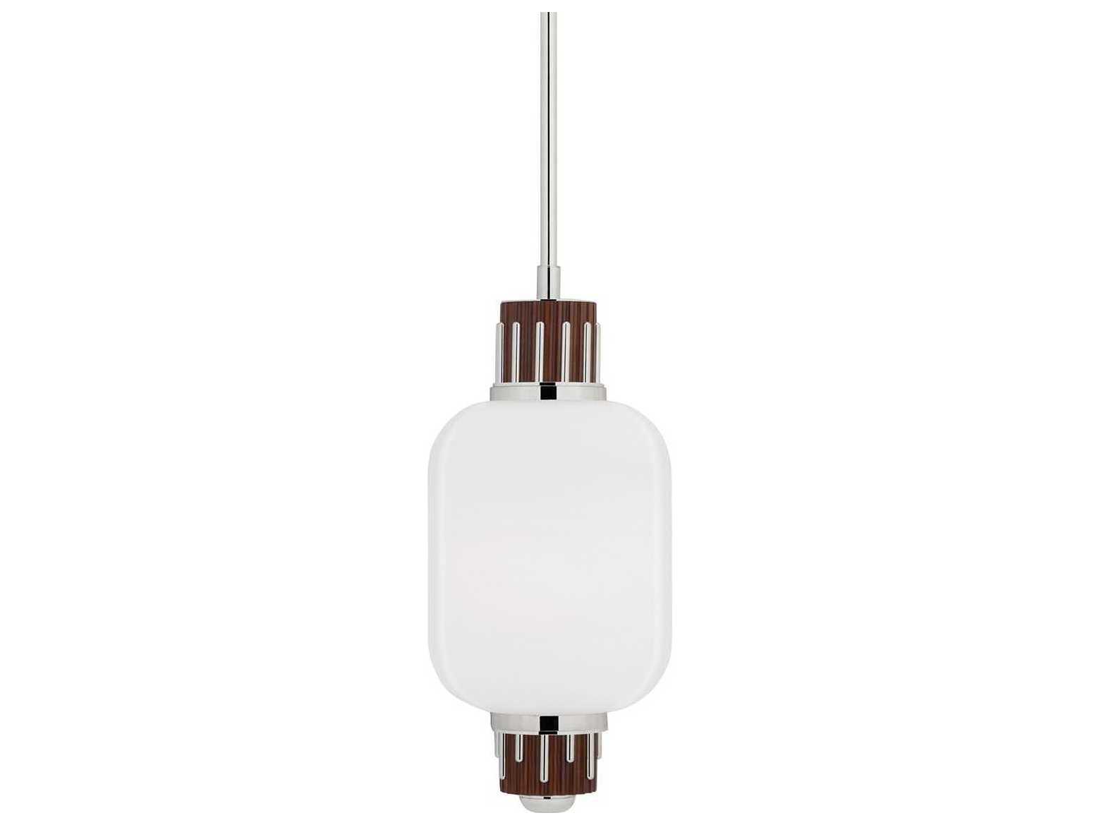 Hudson Valley Peekskill 1-Light Polished Nickel Light Walnut Brown Glass Mini Pendant
