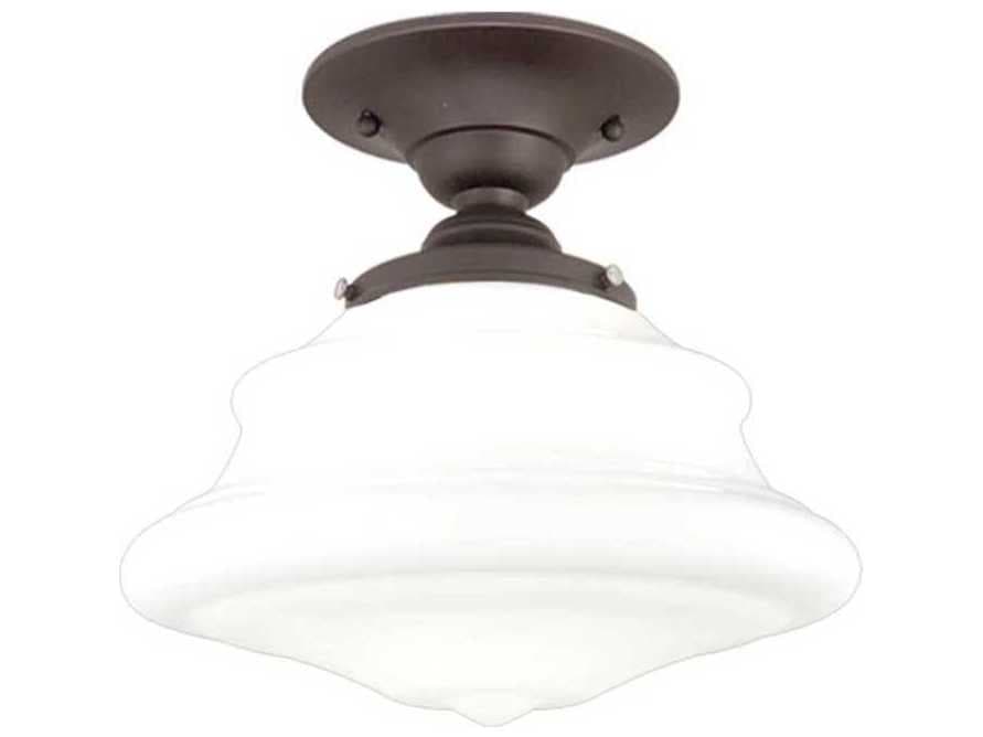Hudson Valley Petersburg 1-Light Old Bronze Yellow Glass Semi Flush Mount