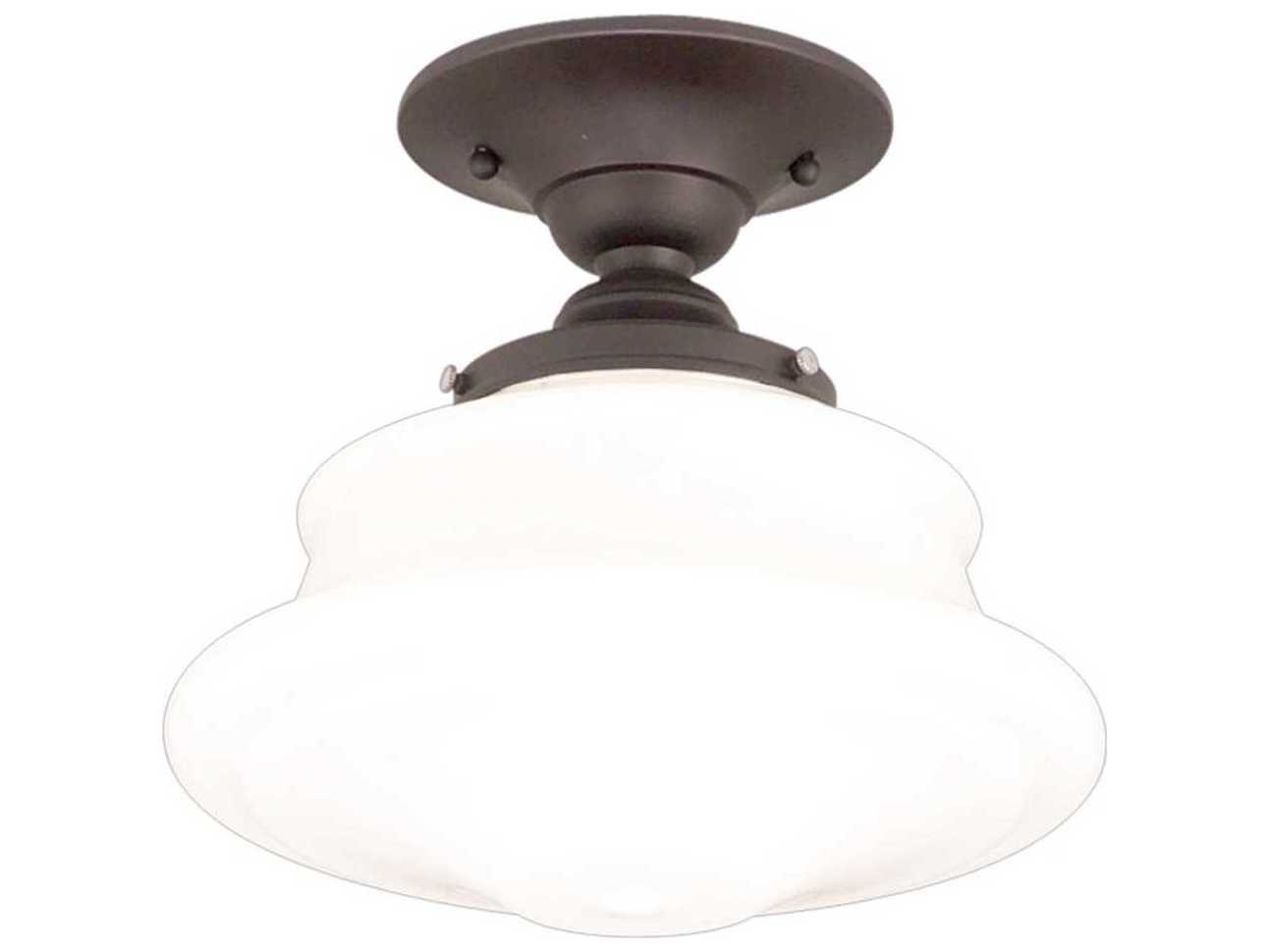 Hudson Valley Petersburg 1-Light Old Bronze Yellow Glass Semi Flush Mount