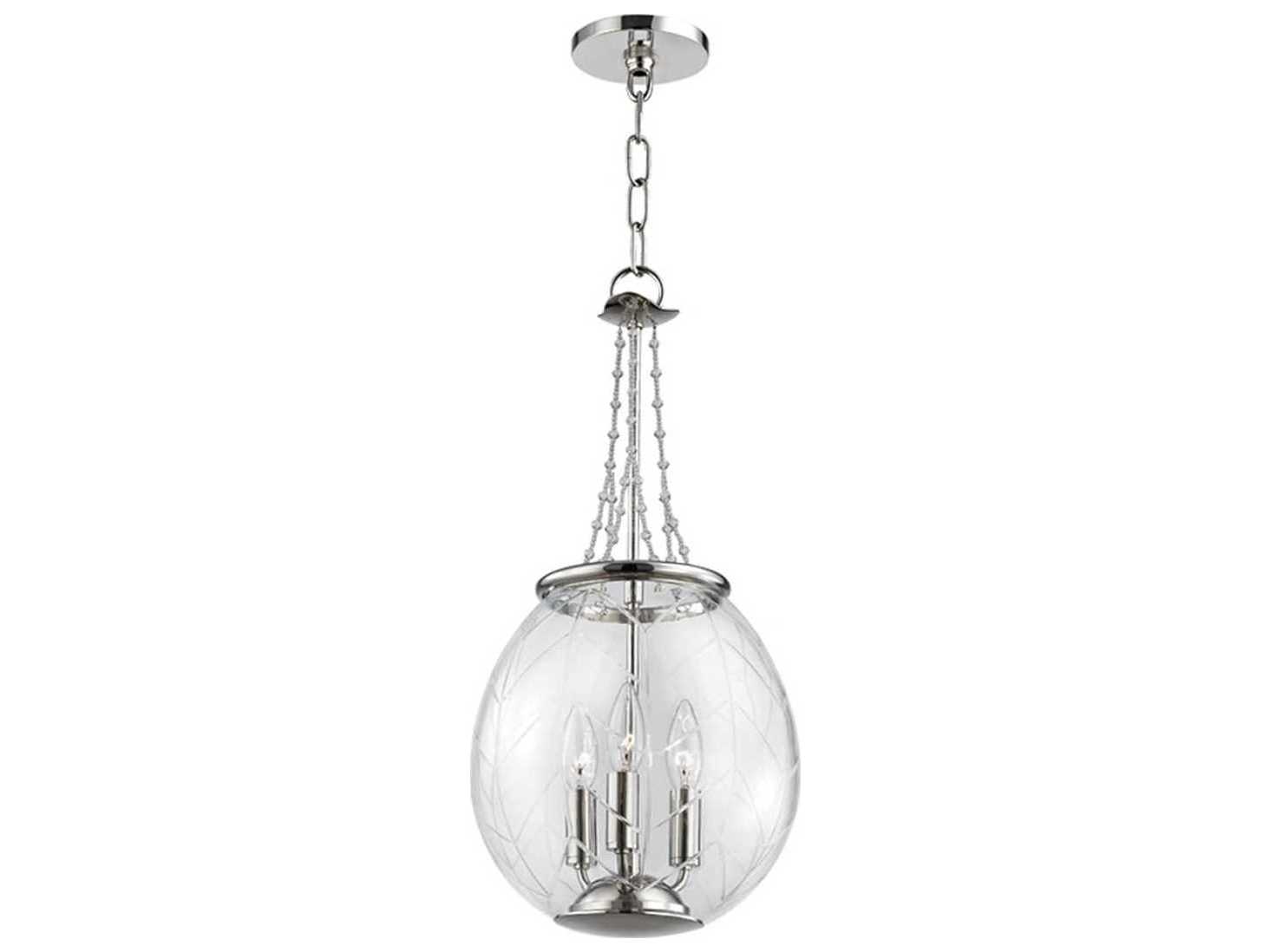 Hudson Valley Pierce 3-Light Polished Nickel Clear Crystal Glass Candelabra Round Chandelier