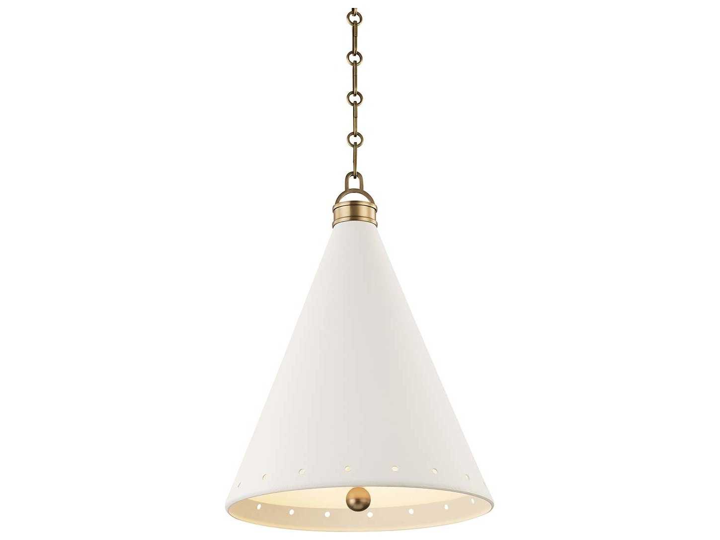 Hudson Valley Plaster 1-Light Aged Brass White Pendant