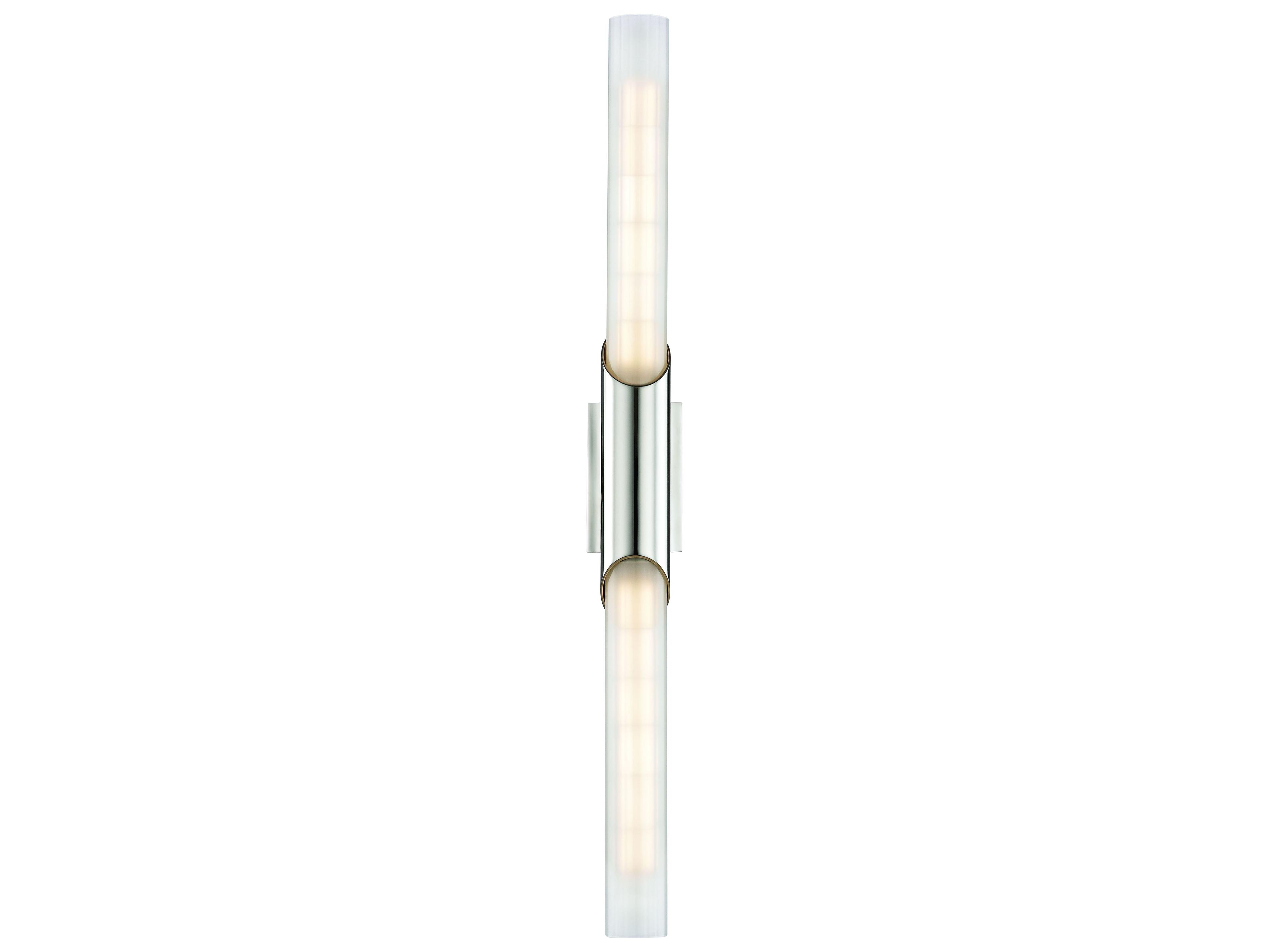 Hudson Valley Pylon 2-Light Polished Nickel White Glass LED Wall Sconce