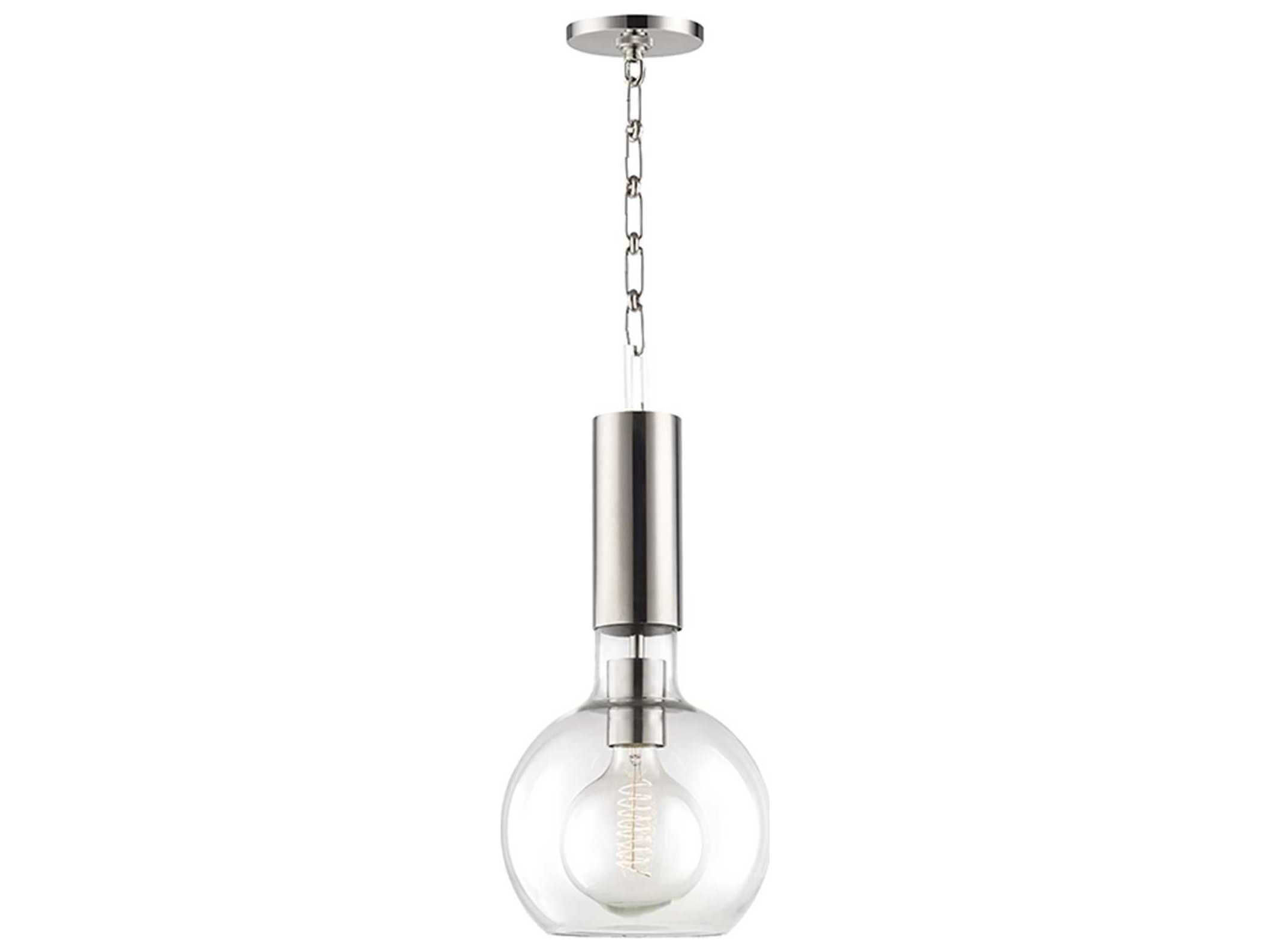 Hudson Valley Raleigh 1-Light Polished Nickel Clear Glass Globe Round Mini Pendant