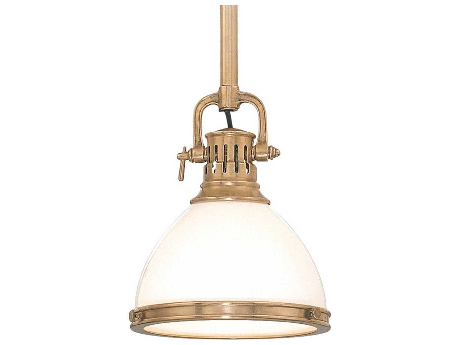 Hudson Valley Randolph 1-Light Aged Brass Off White Glass Bell Pendant
