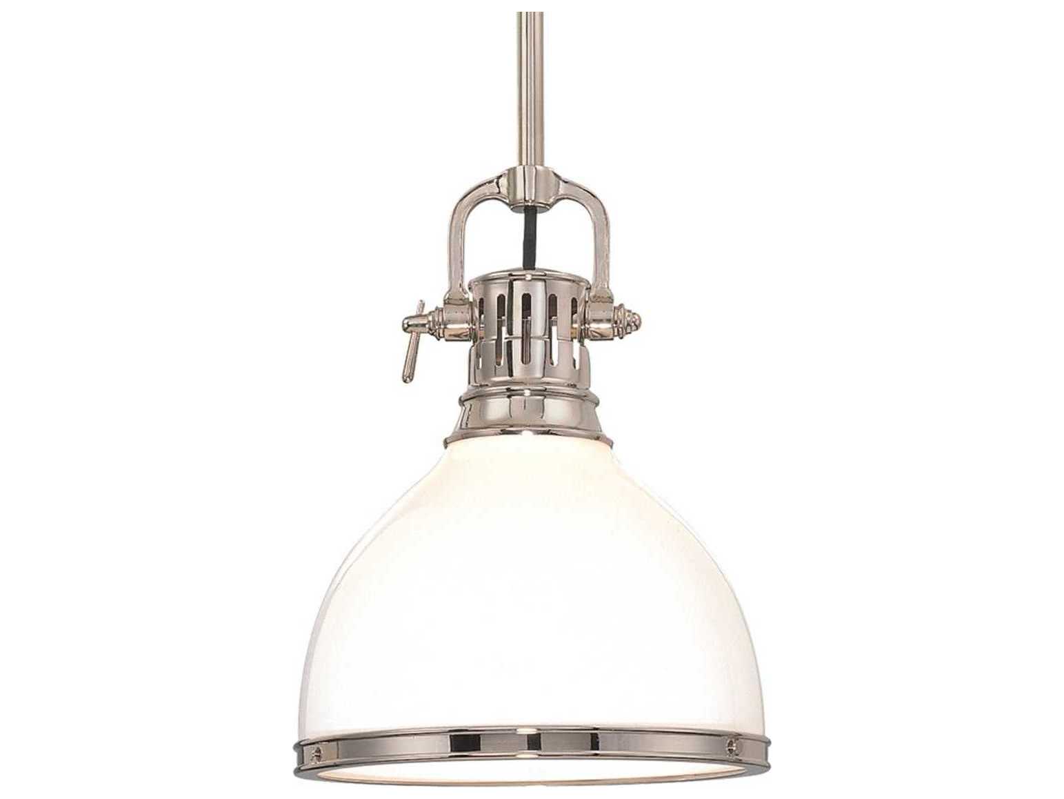 Hudson Valley Randolph 1-Light Polished Nickel Off White Glass Bell Pendant