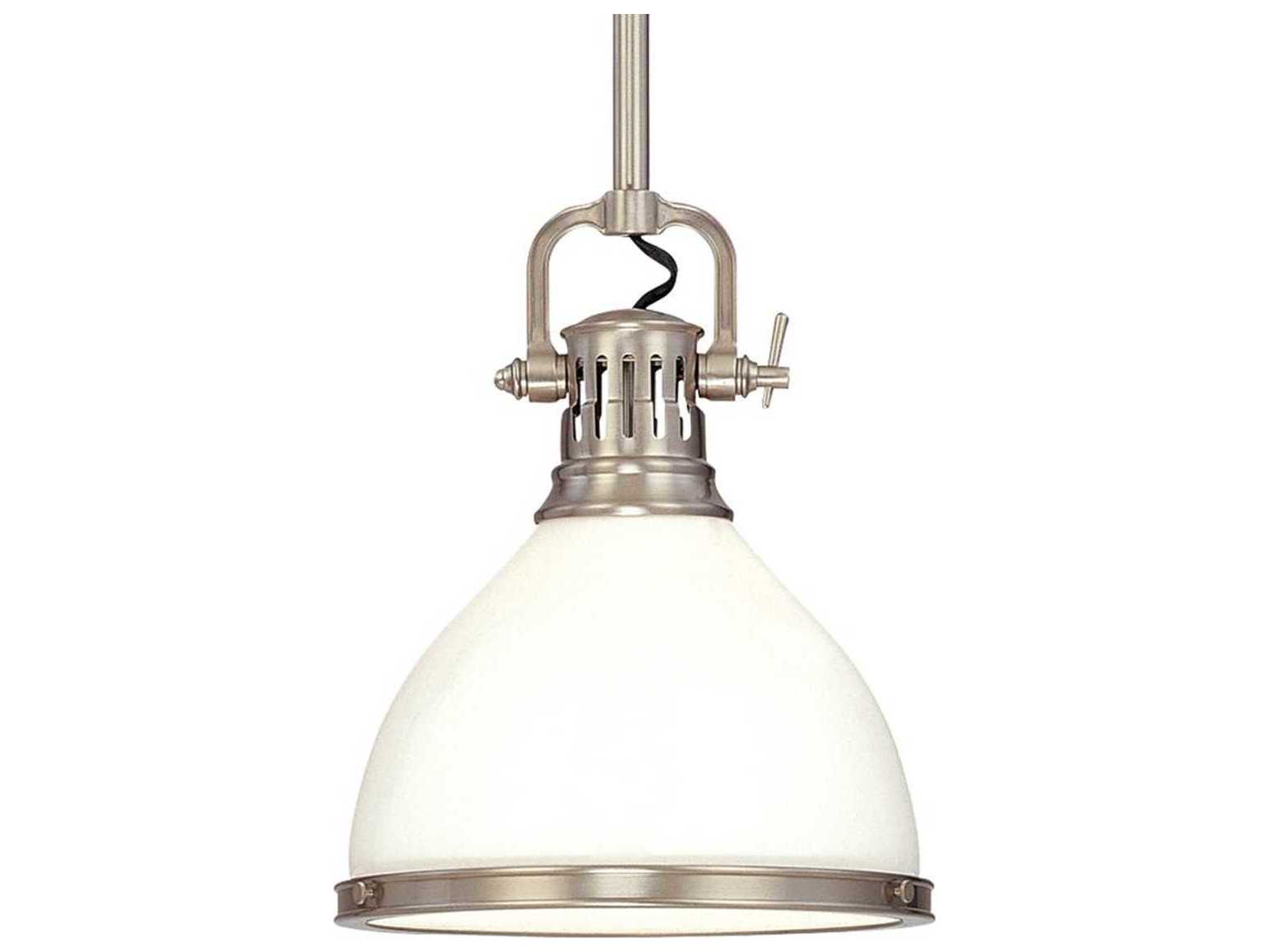 Hudson Valley Randolph 1-Light Satin Nickel Off White Glass Bell Pendant
