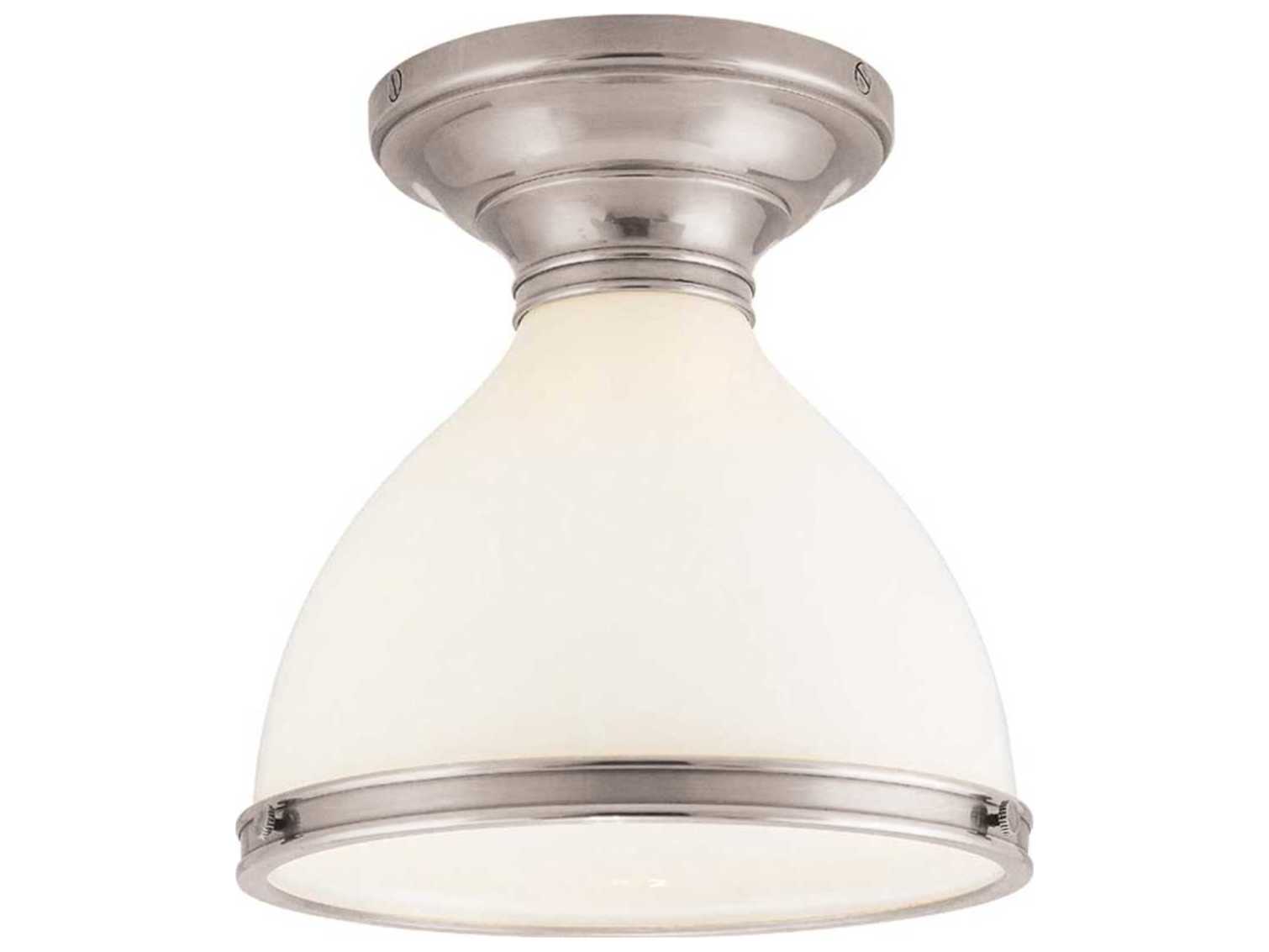 Hudson Valley Randolph 1-Light Satin Nickel Off White Glass Semi Flush Mount